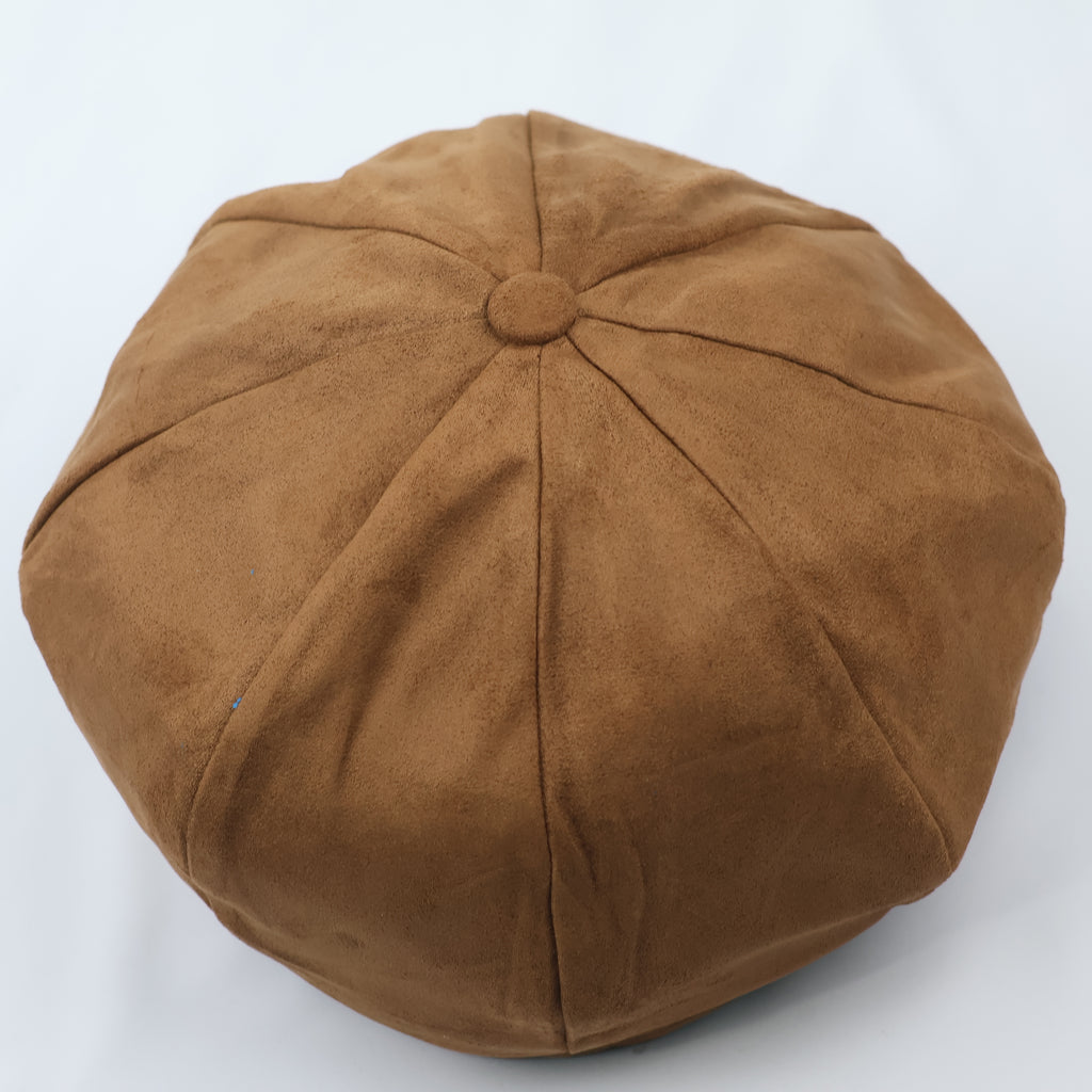 Vintage Suede Newsboy Cap - Tan Brown Baker Boy Hat