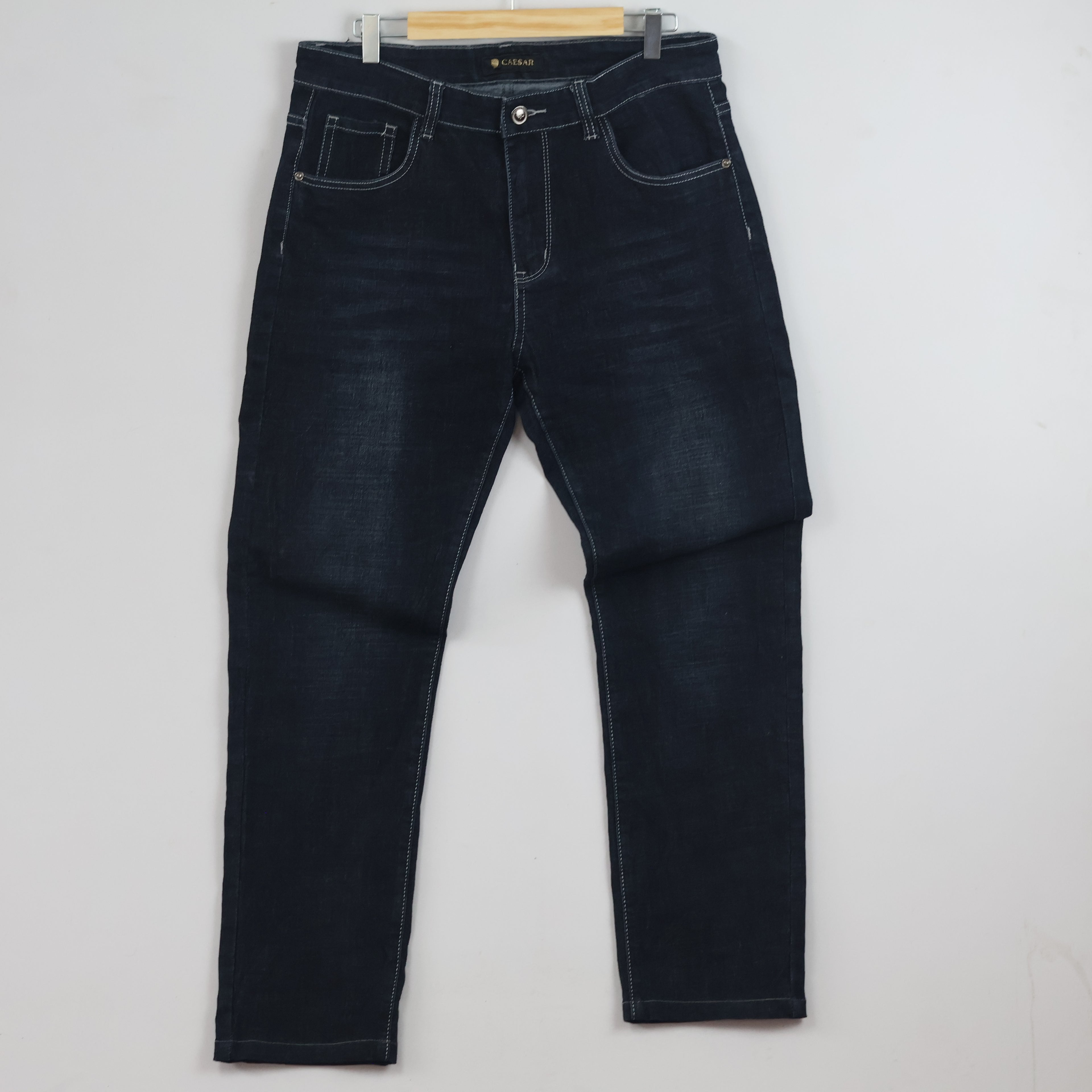 Thrifted Caesar Men's Deep Indigo Blue Denim Jeans 34 Waist/ J1036