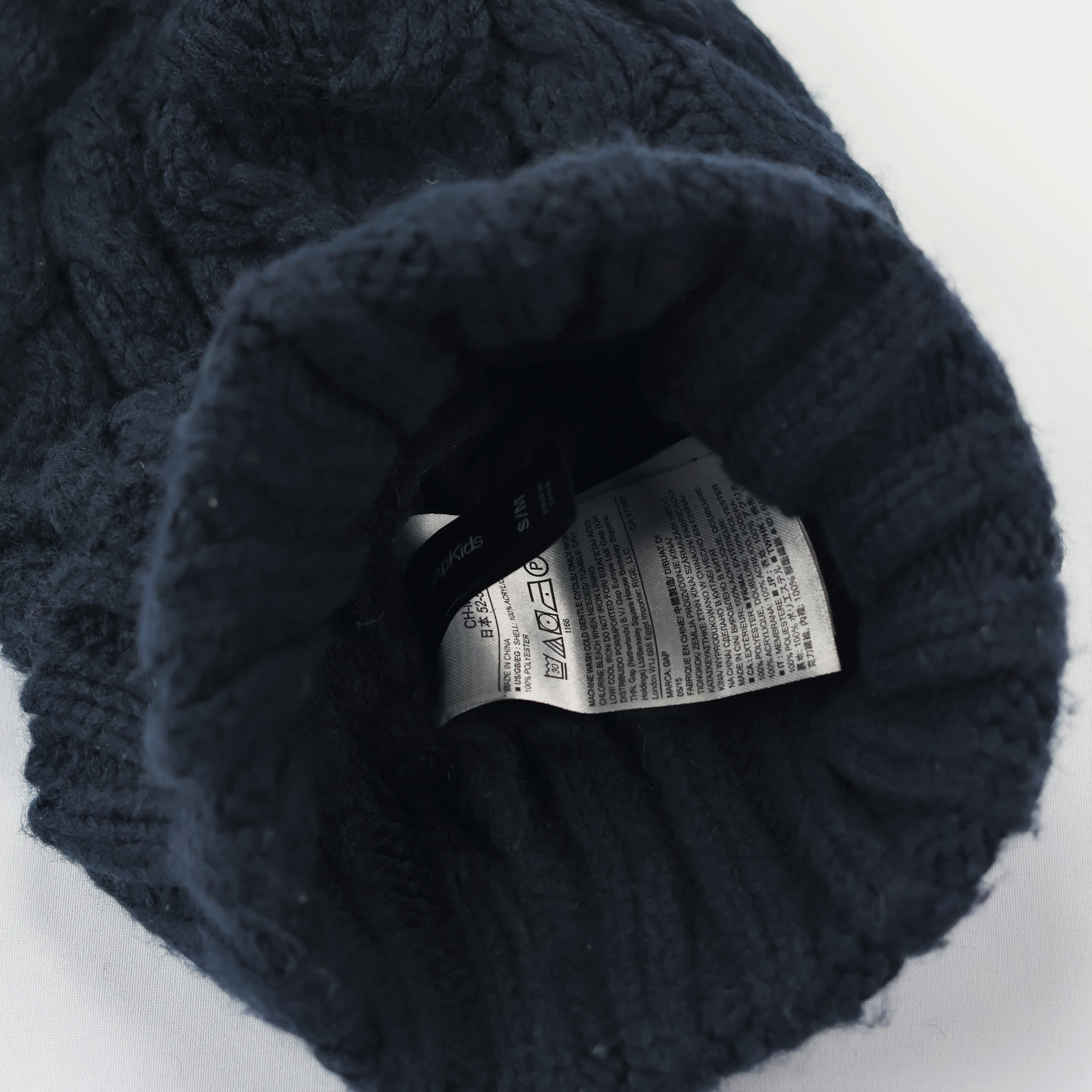 Official GAP Kids Knit Thrifted Beanie – Soft-Touch Blue Winter Cap with Logo Appliqué
