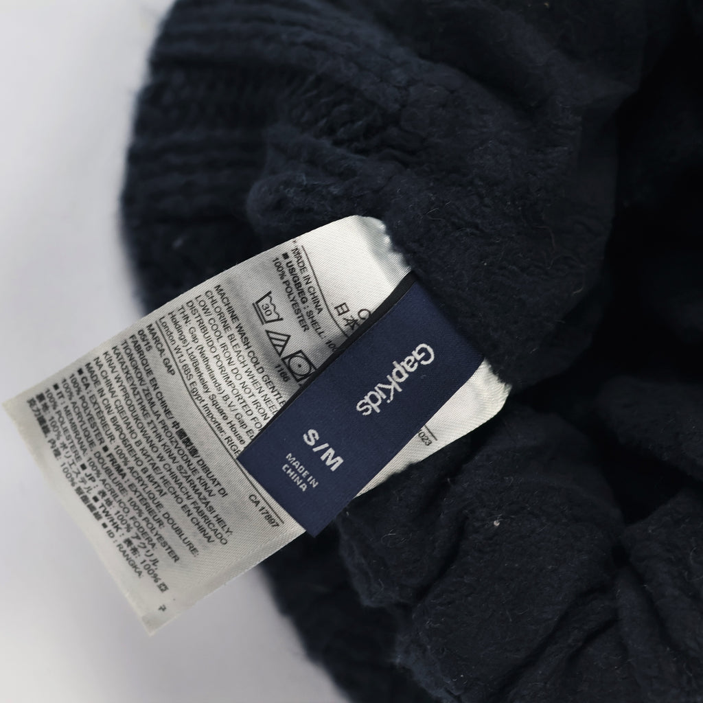 Official GAP Kids Knit Thrifted Beanie – Soft-Touch Blue Winter Cap with Logo Appliqué