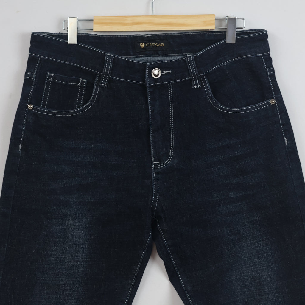 Thrifted Caesar Men's Deep Indigo Blue Denim Jeans 34 Waist/ J1036