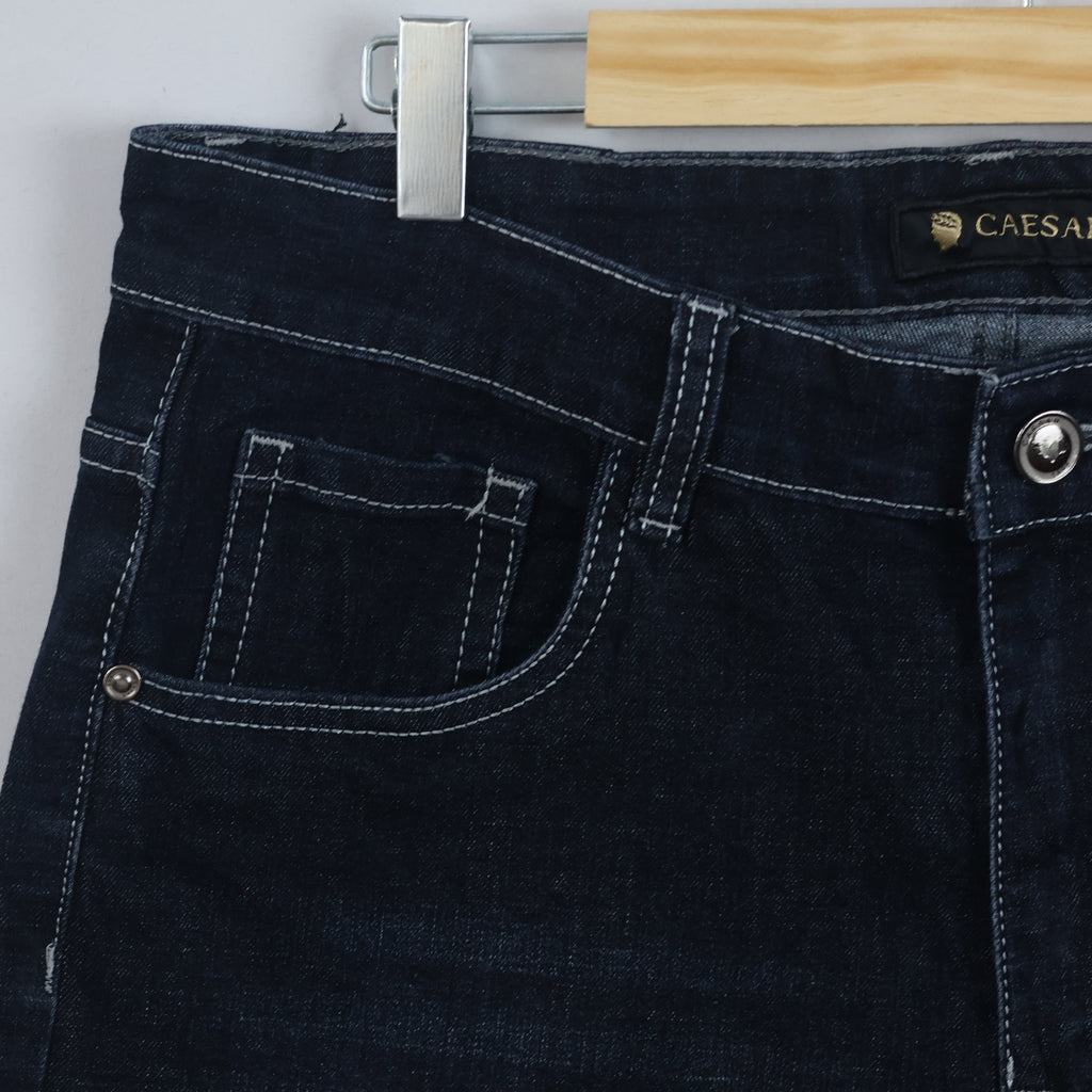 Thrifted Caesar Men's Deep Indigo Blue Denim Jeans 34 Waist/ J1036