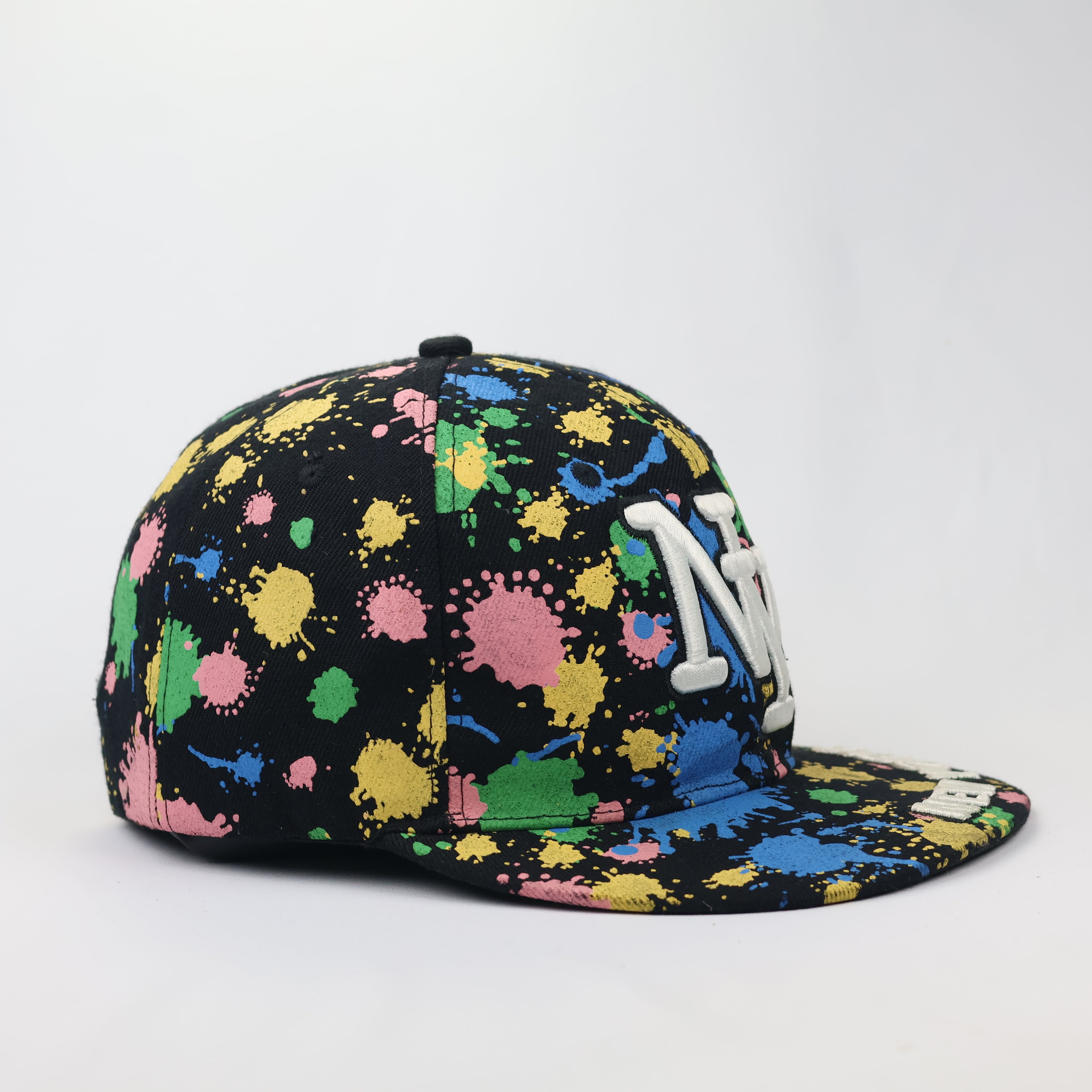 Urban 3D Embroidered NY Logo Paint Drip Flat Brim Cap
