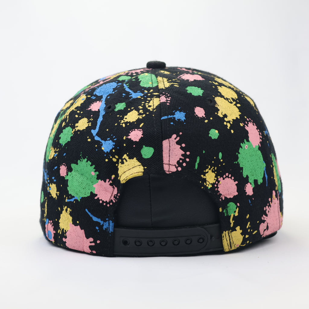 Urban 3D Embroidered NY Logo Paint Drip Flat Brim Cap