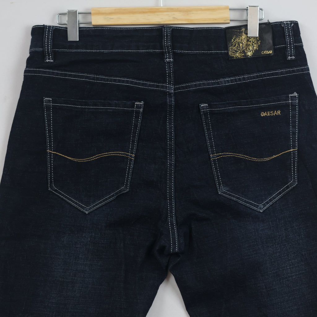 Thrifted Caesar Men's Deep Indigo Blue Denim Jeans 34 Waist/ J1036