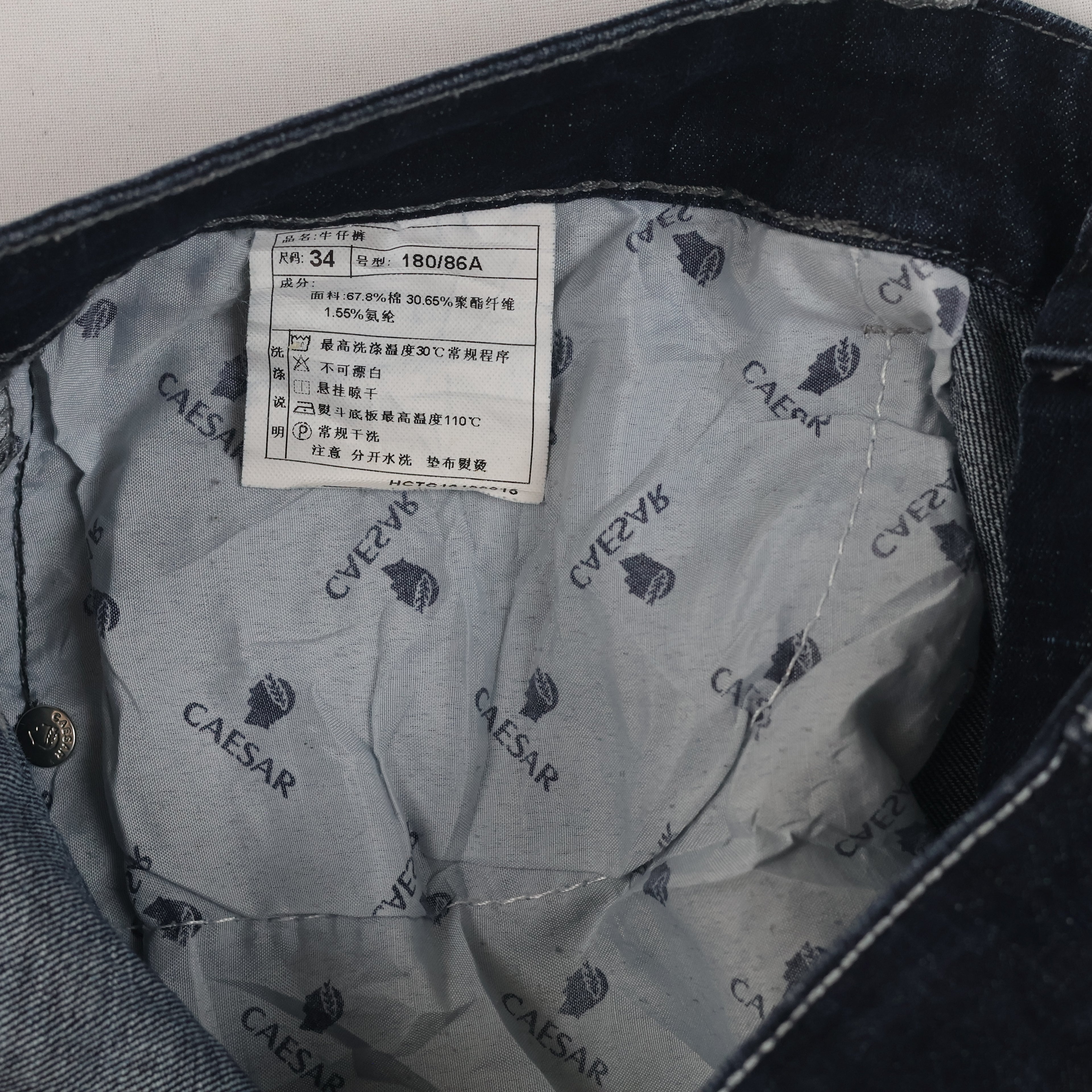 Thrifted Caesar Men's Deep Indigo Blue Denim Jeans 34 Waist/ J1036