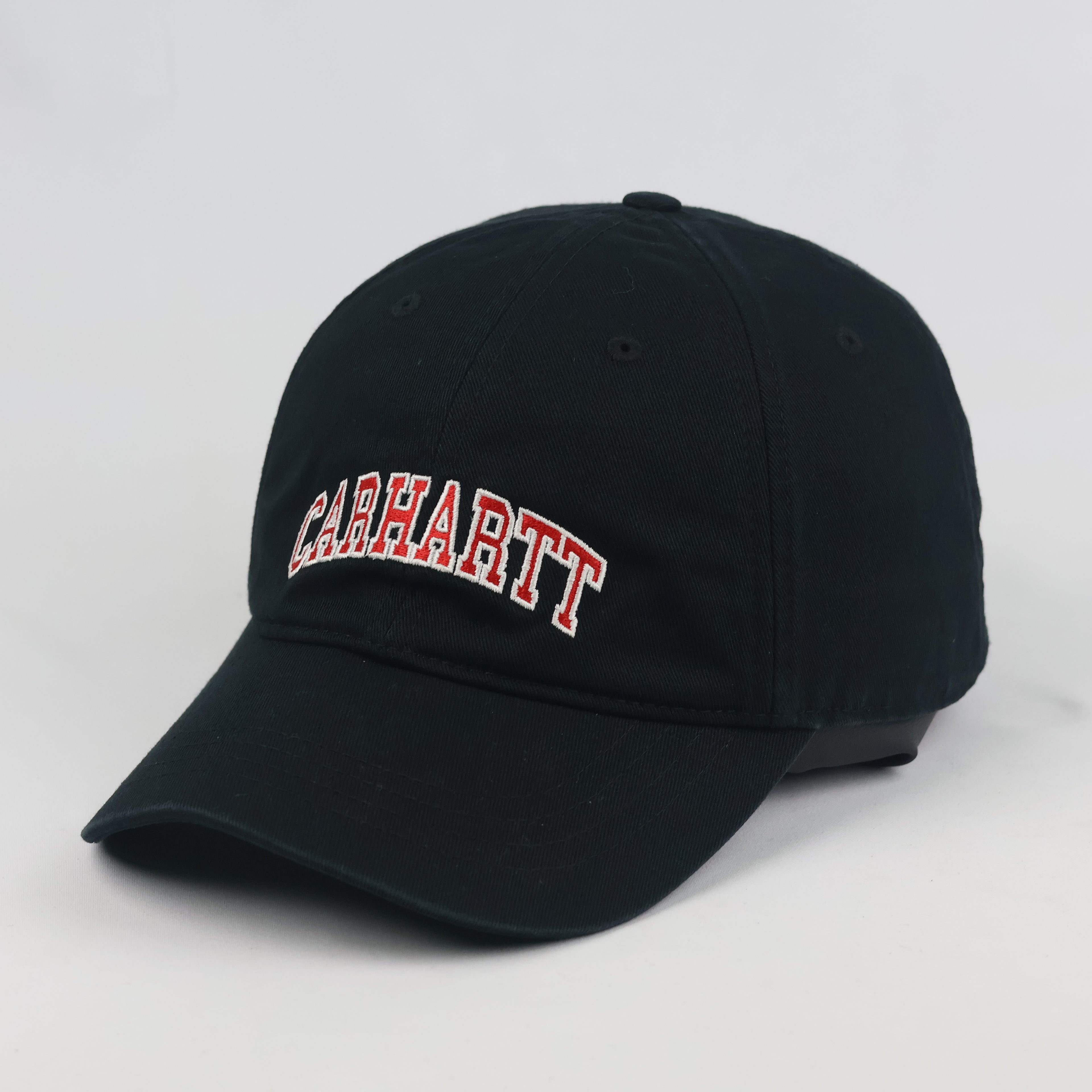 Vintage Carhartt WIP Strapback Hat | Thrifted Black Red Spellout Logo Dad Cap