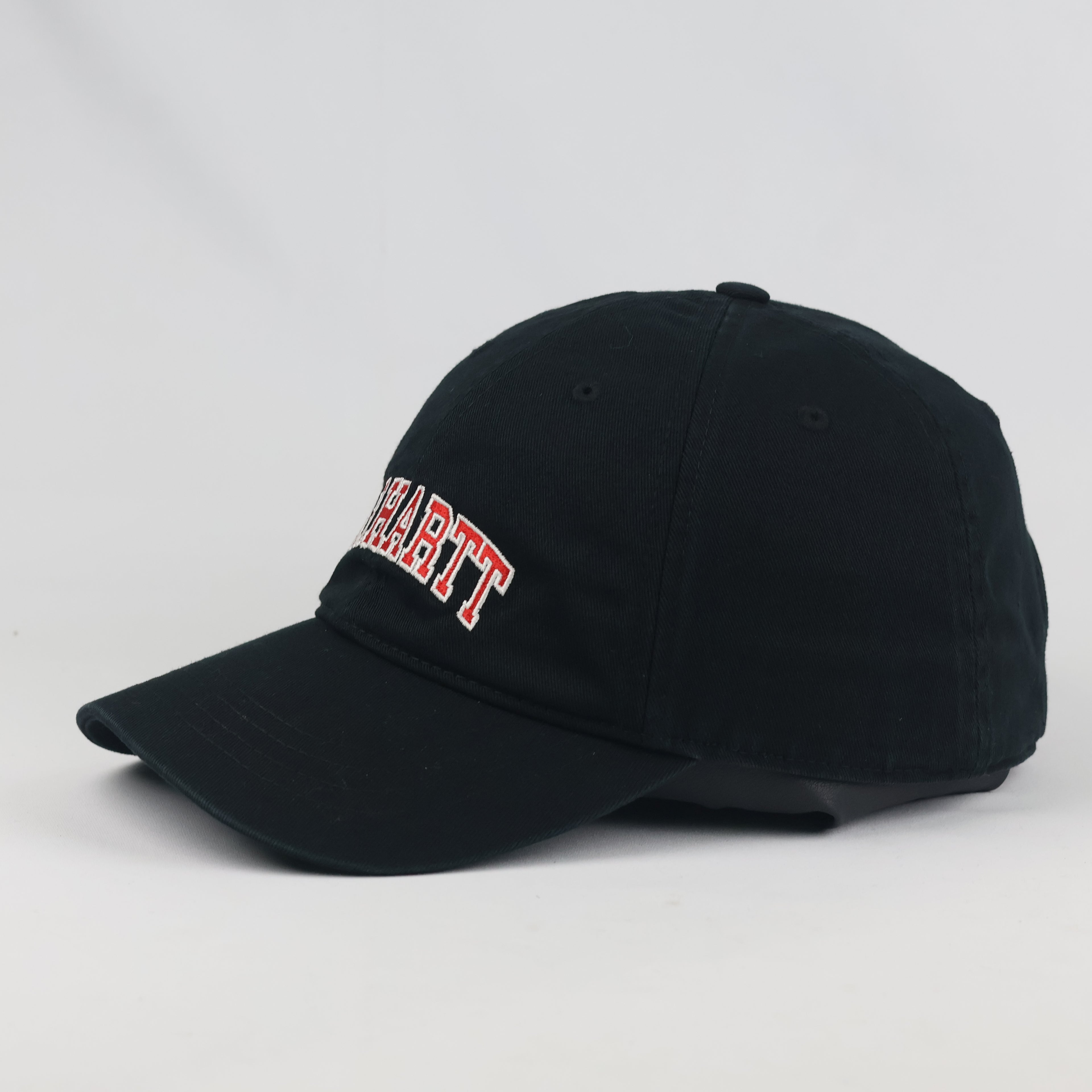 Vintage Carhartt WIP Strapback Hat | Thrifted Black Red Spellout Logo Dad Cap