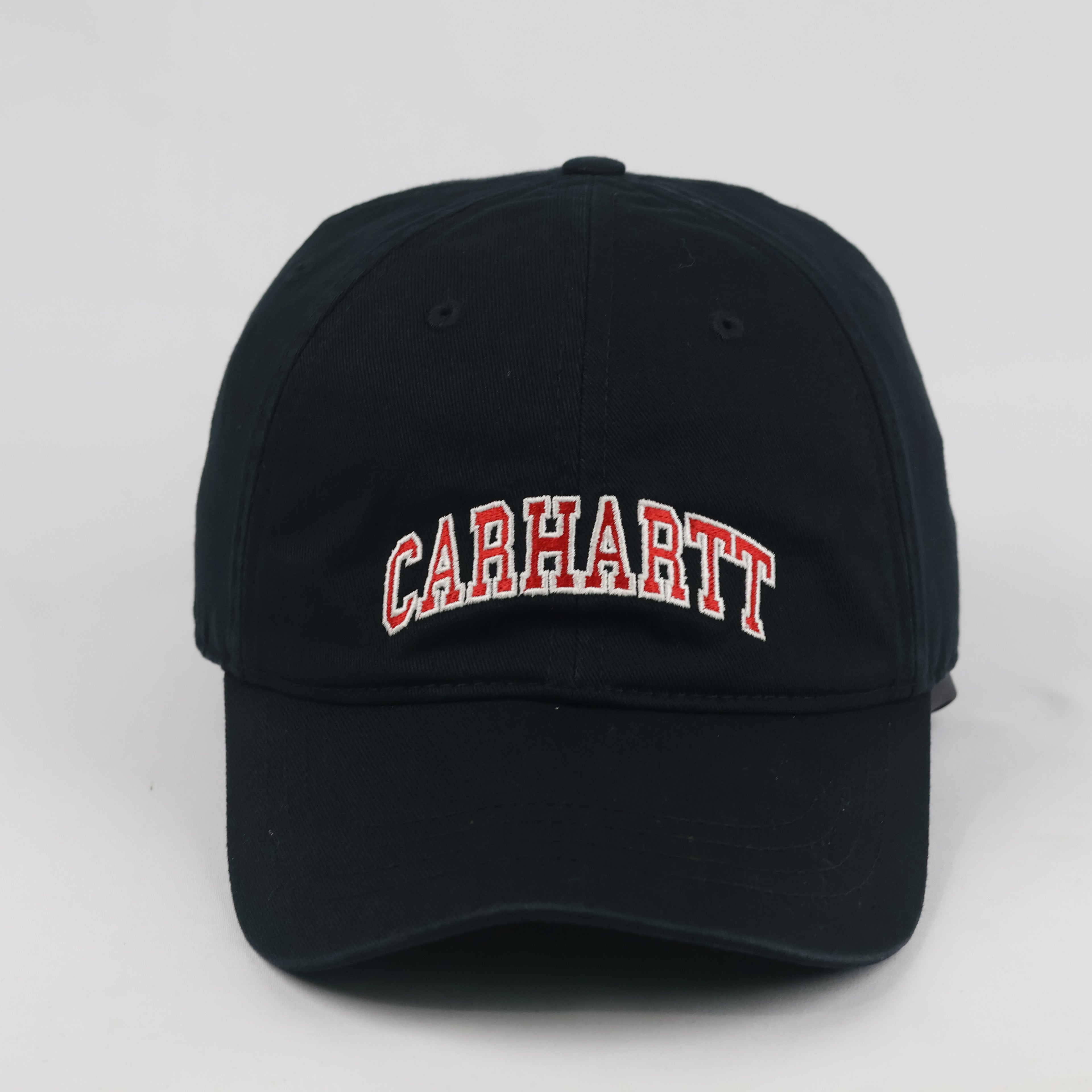 Vintage Carhartt WIP Strapback Hat | Thrifted Black Red Spellout Logo Dad Cap