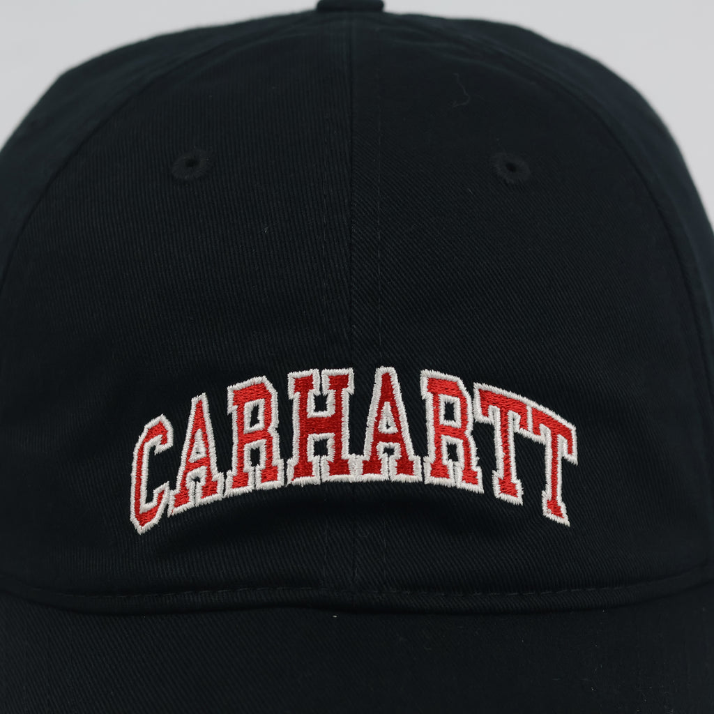 Vintage Carhartt WIP Strapback Hat | Thrifted Black Red Spellout Logo Dad Cap