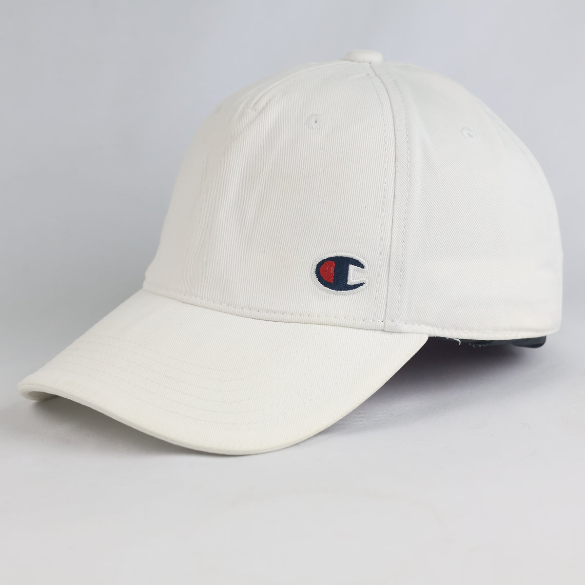 Thrifted Champion Classic Off-White Cotton Snapback Hat | 10821