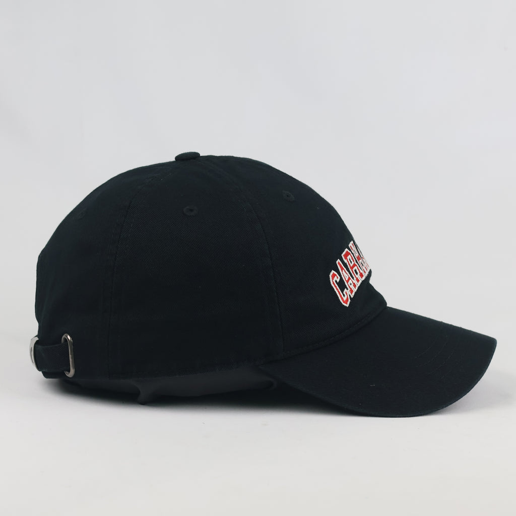 Vintage Carhartt WIP Strapback Hat | Thrifted Black Red Spellout Logo Dad Cap