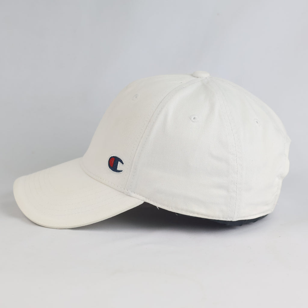 Thrifted Champion Classic Off-White Cotton Snapback Hat | 10821
