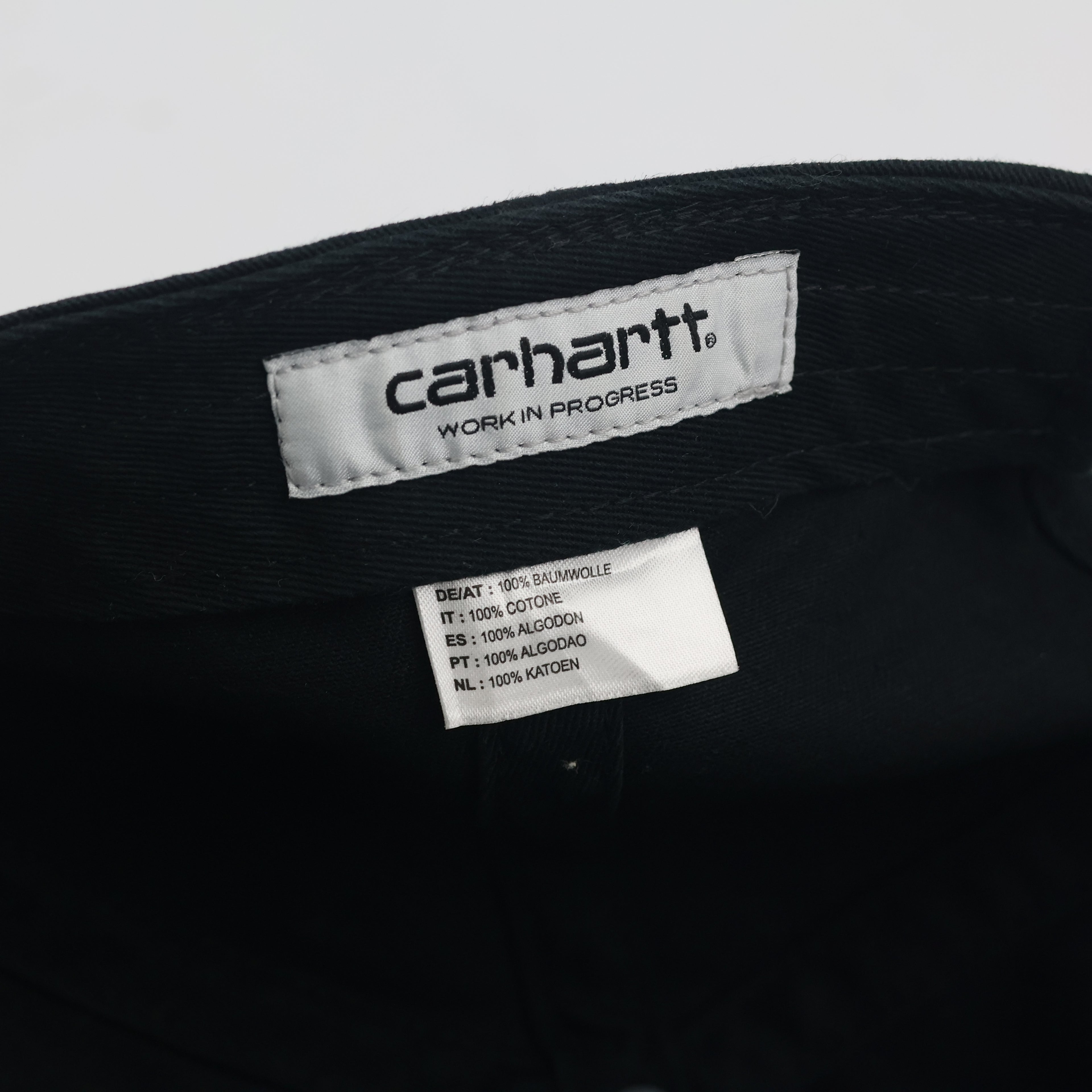 Vintage Carhartt WIP Strapback Hat | Thrifted Black Red Spellout Logo Dad Cap
