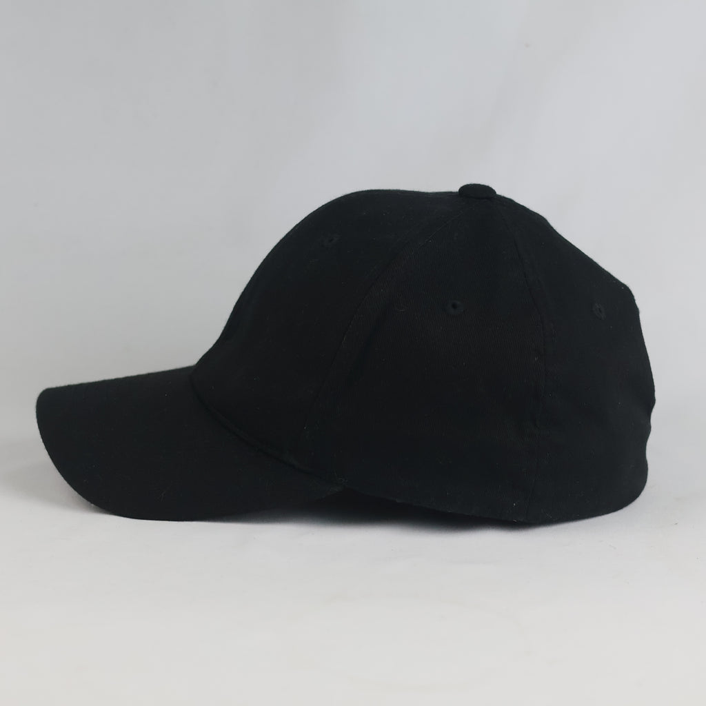 Thrifted Plain Black Flexfit Closed Back Curved Brim Cap| 10826