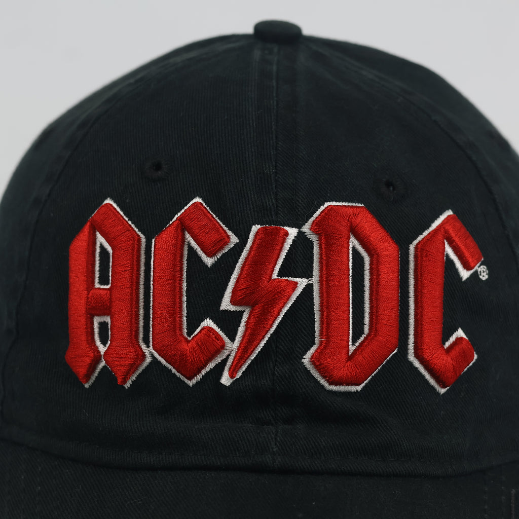 Vintage AC/DC Distressed Black Hat | Thrifted Embroidered Rock Band Cap