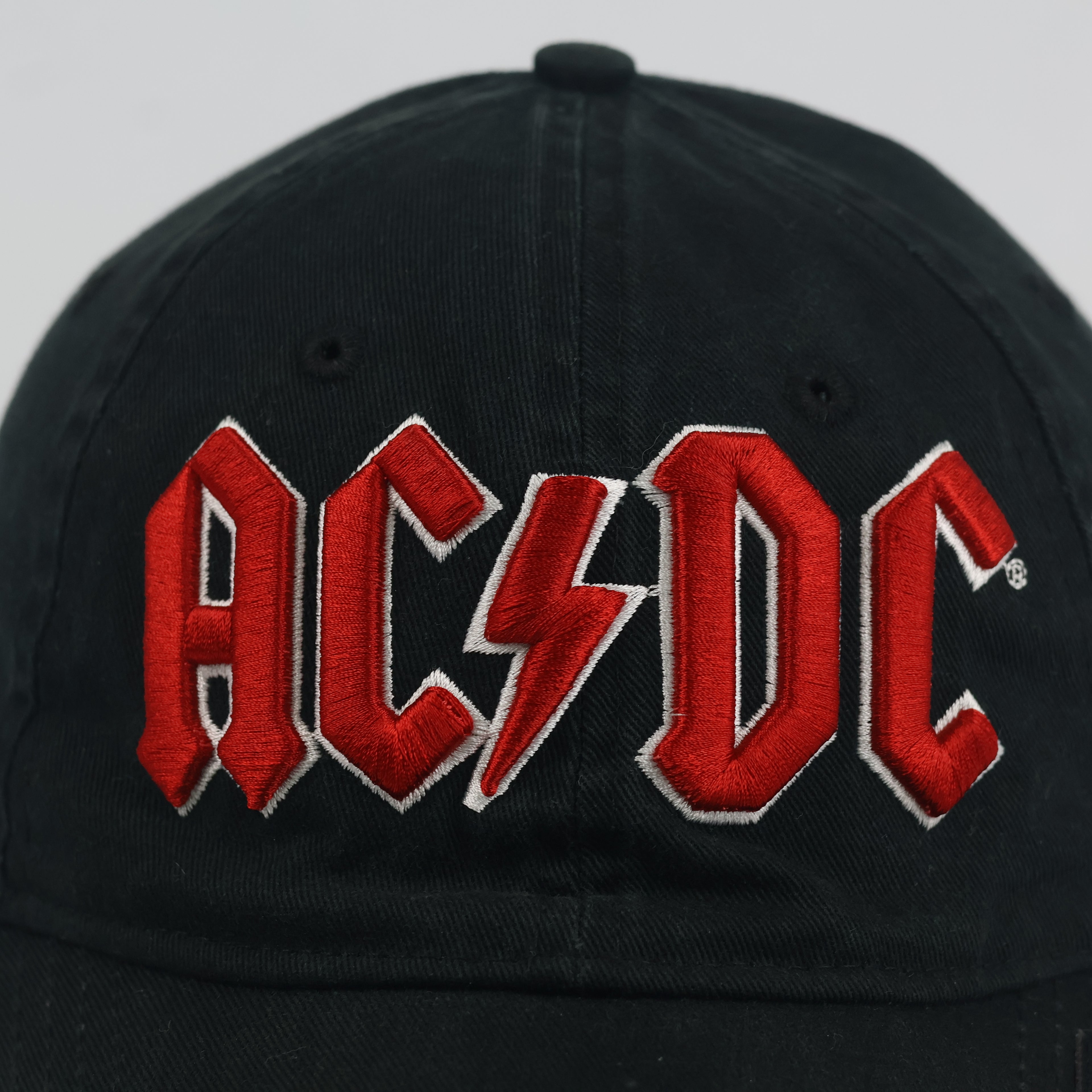 Vintage AC/DC Distressed Black Hat | Thrifted Embroidered Rock Band Cap