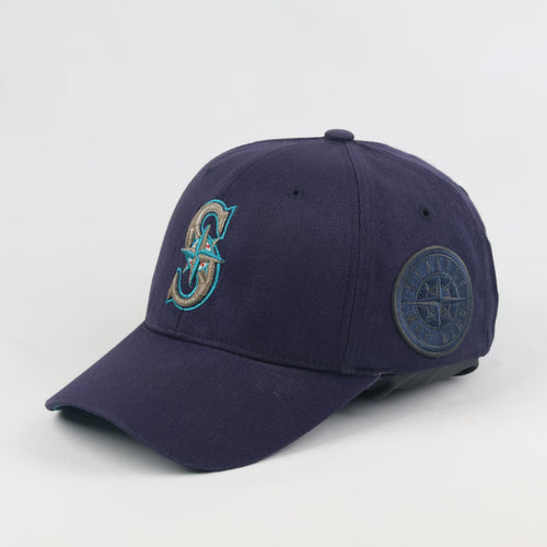 Vintage Seattle Mariners Fitted Hat | Thrifted Navy Blue MLB Baseball Cap 57-58cm
