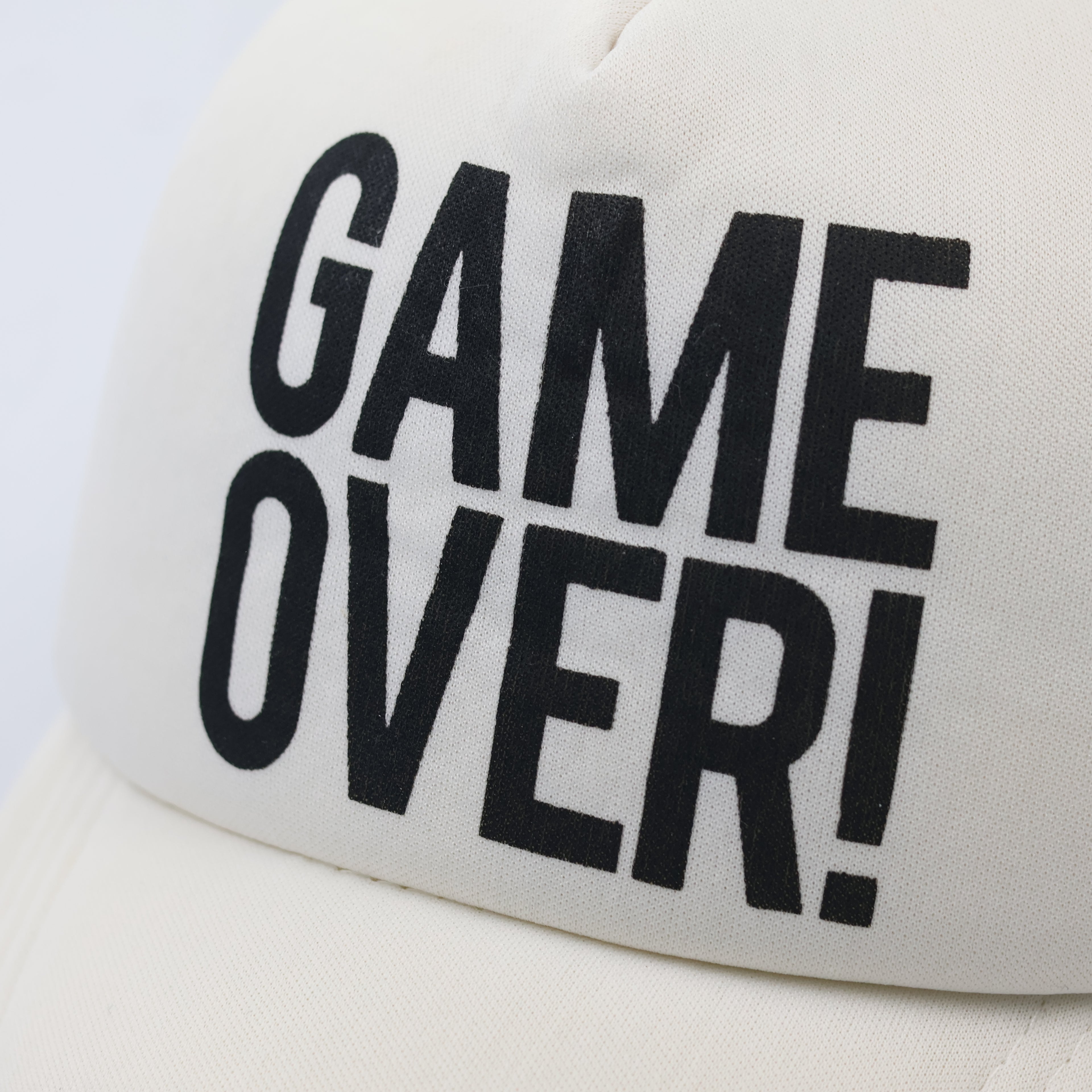 Game Over Graphic Trucker Hat - Off-White Mesh Snapback Cap