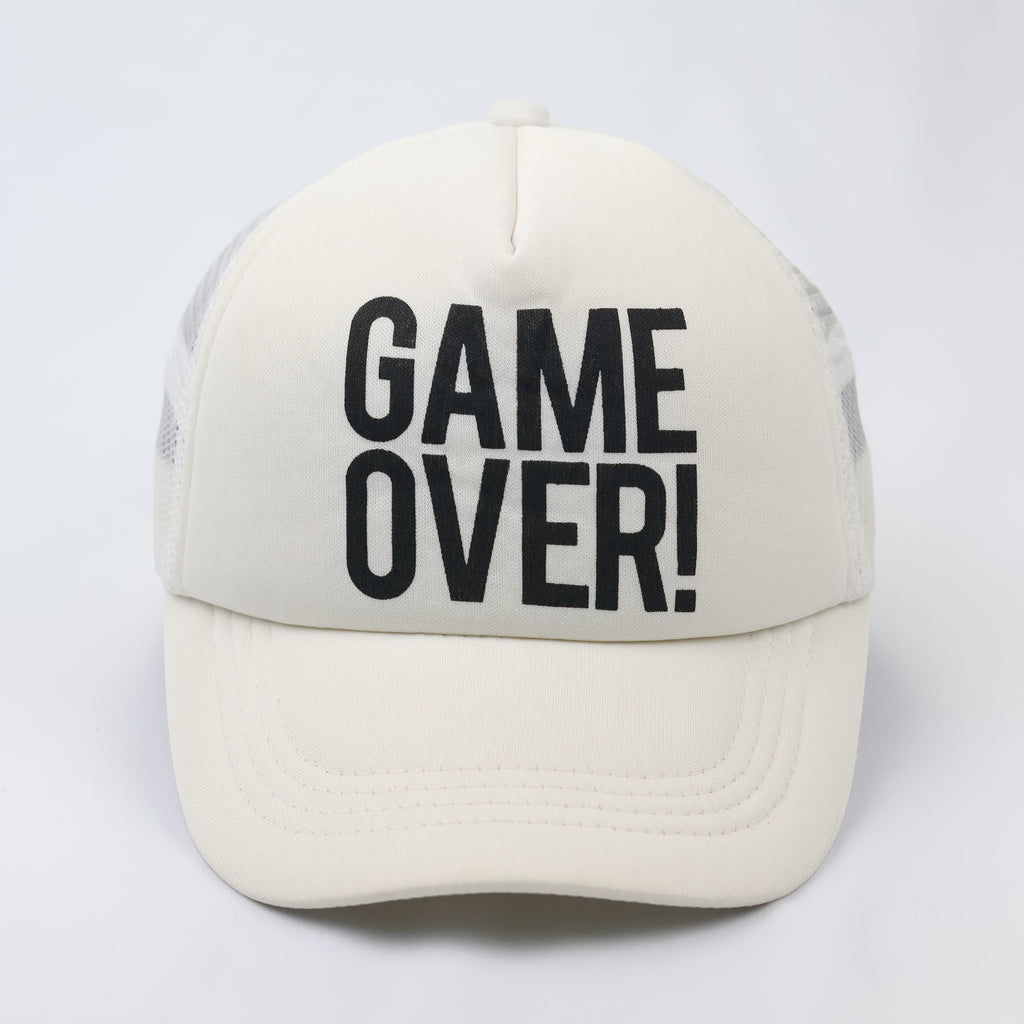 Game Over Graphic Trucker Hat - Off-White Mesh Snapback Cap