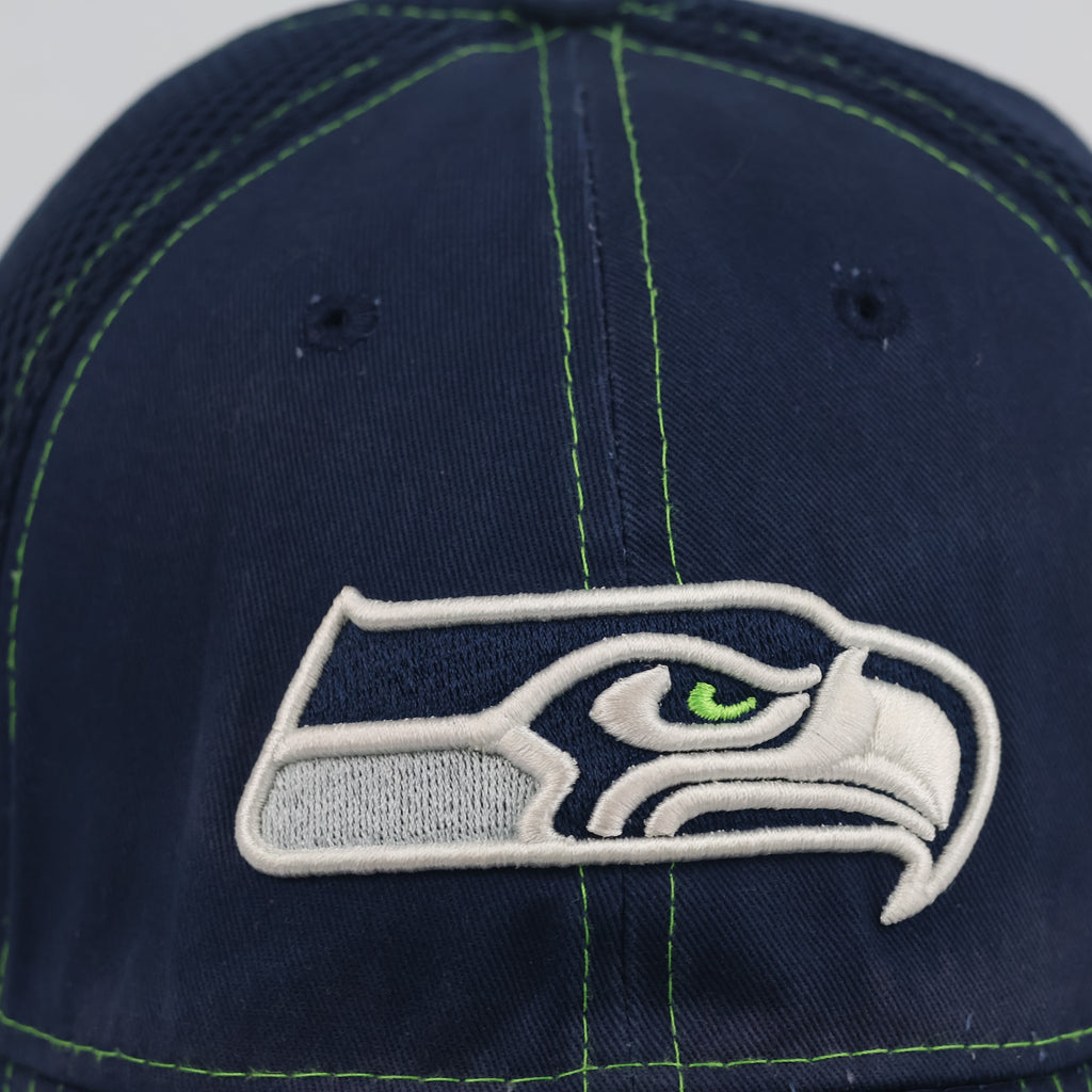 Vintage New Era 39THIRTY Seattle Seahawks Hat | Thrifted Navy Mesh Flexfit Cap