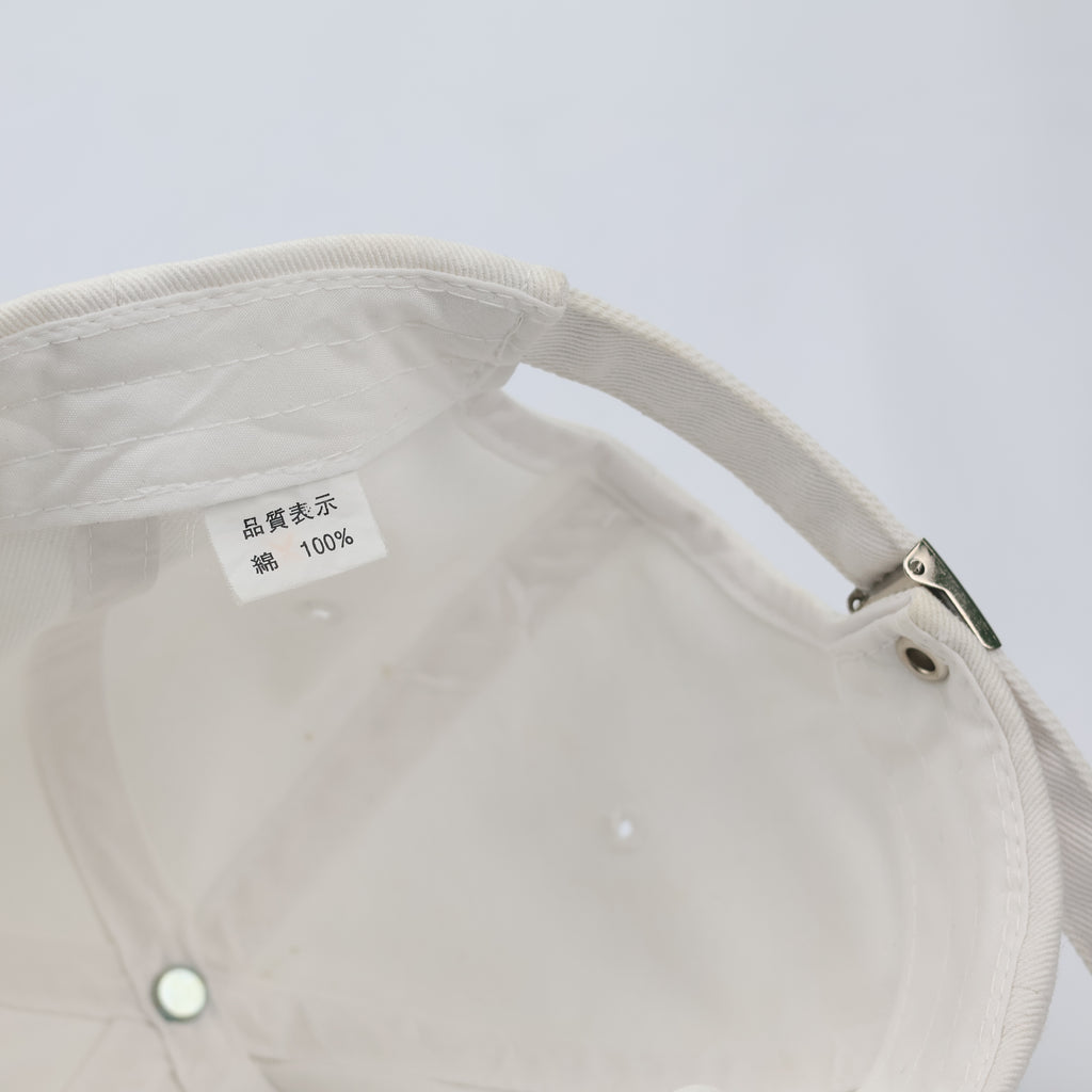 White Piercing Hoop Dad Hat - K-Pop Style Script Embroidered Cap
