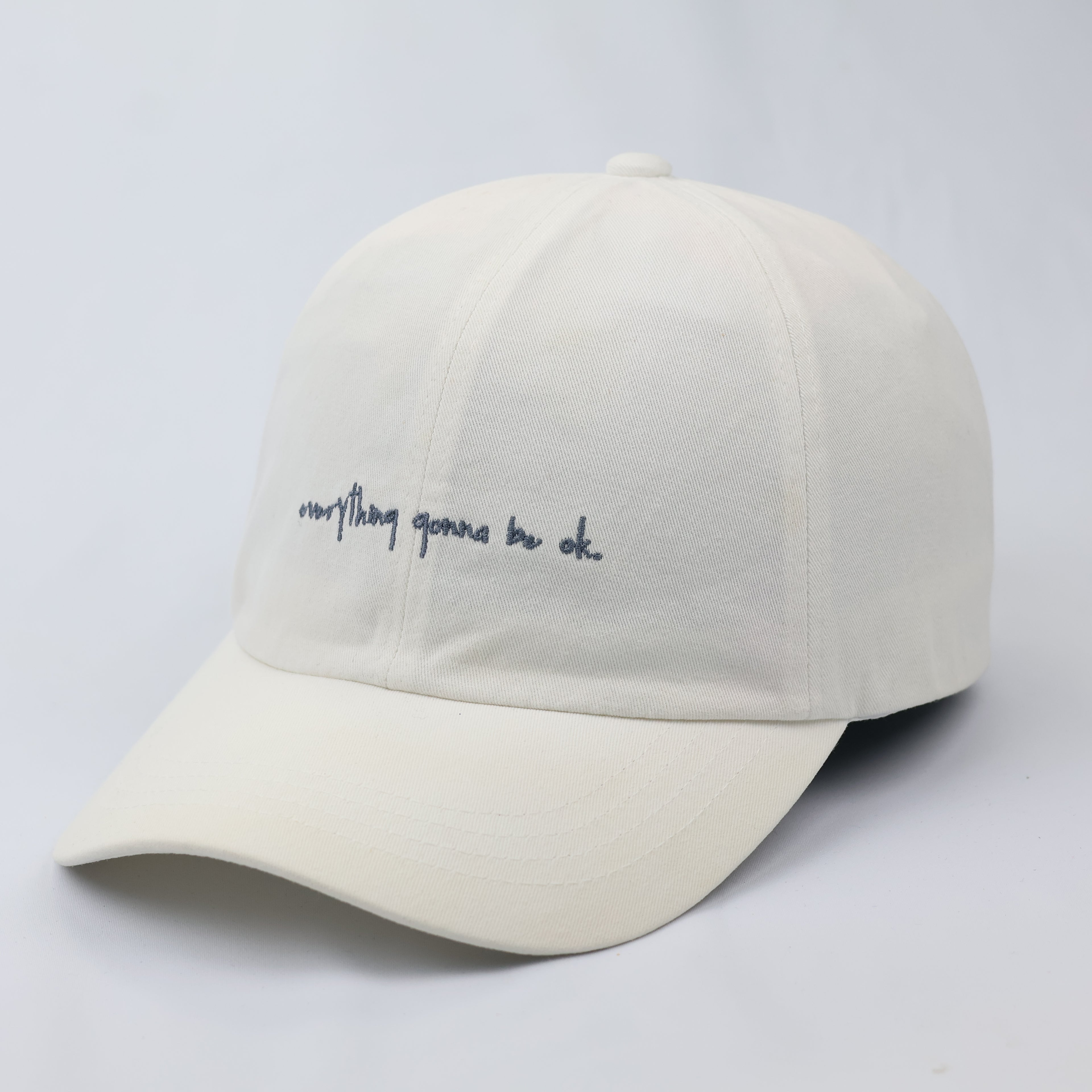 Everything Gonna Be OK Quote Embroidered Dad Hat - Cream