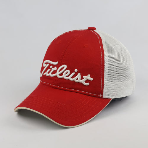 Vintage Titleist Golf Trucker Hat | Thrifted Red & White Mesh Snapback Cap