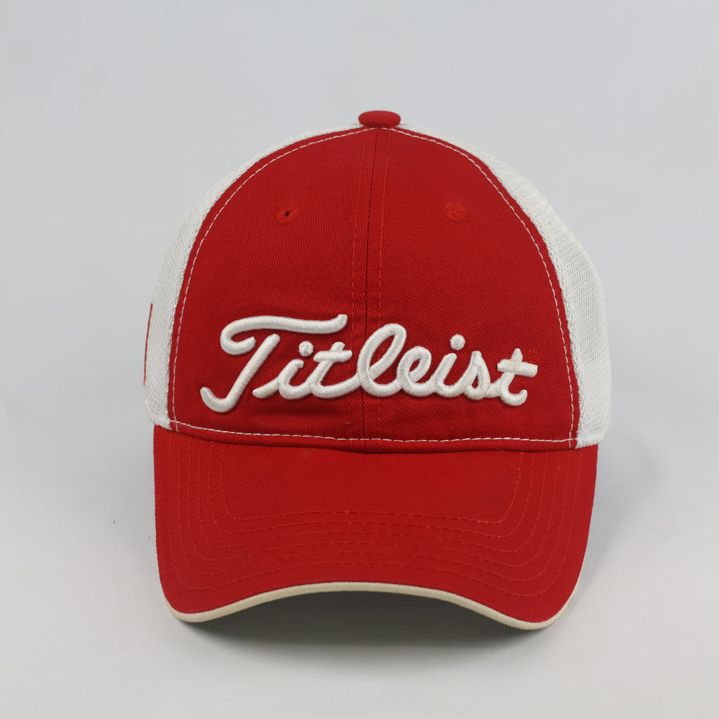 Vintage Titleist Golf Trucker Hat | Thrifted Red & White Mesh Snapback Cap