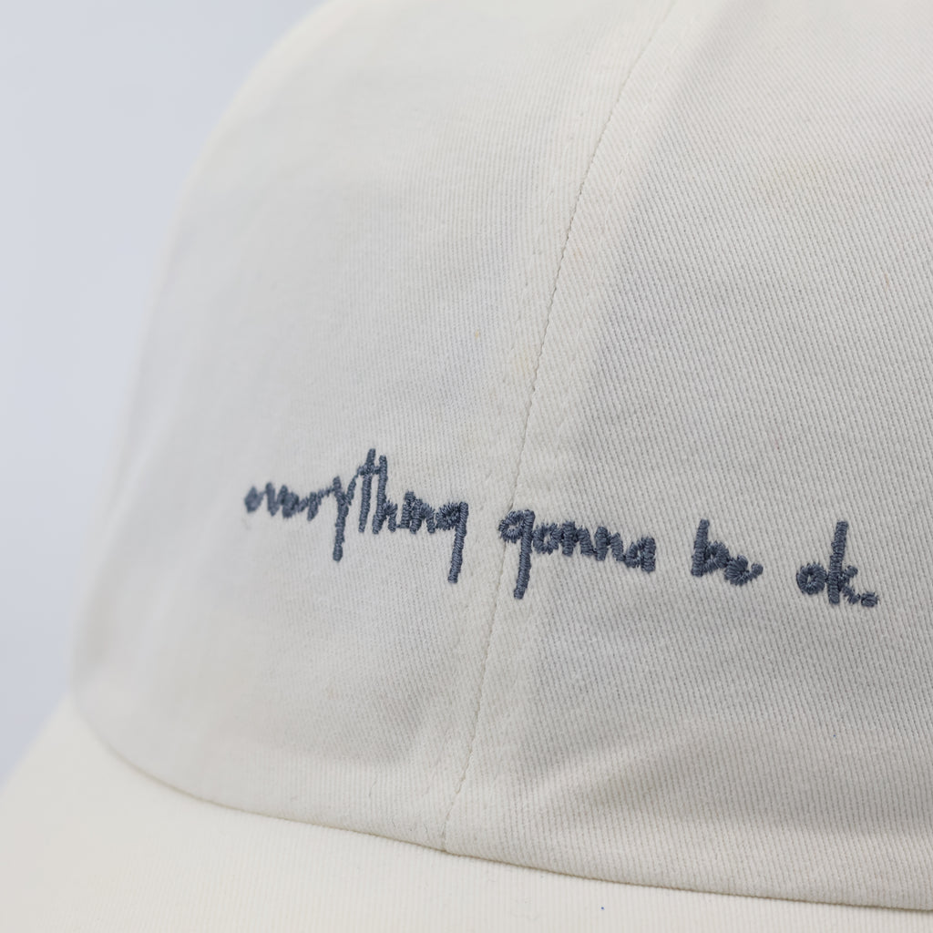 Everything Gonna Be OK Quote Embroidered Dad Hat - Cream