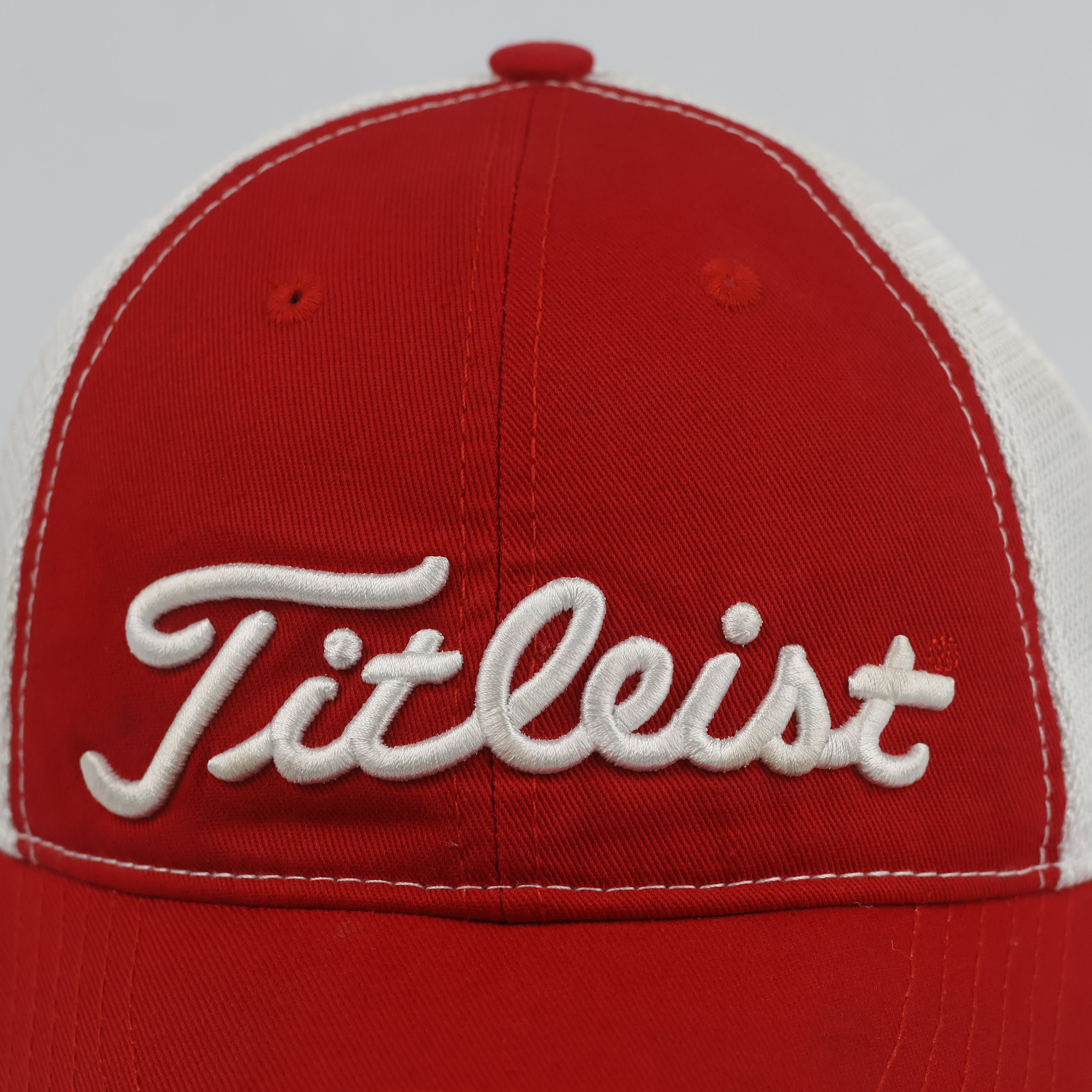 Vintage Titleist Golf Trucker Hat | Thrifted Red & White Mesh Snapback Cap