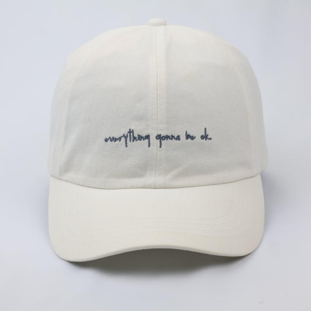 Everything Gonna Be OK Quote Embroidered Dad Hat - Cream