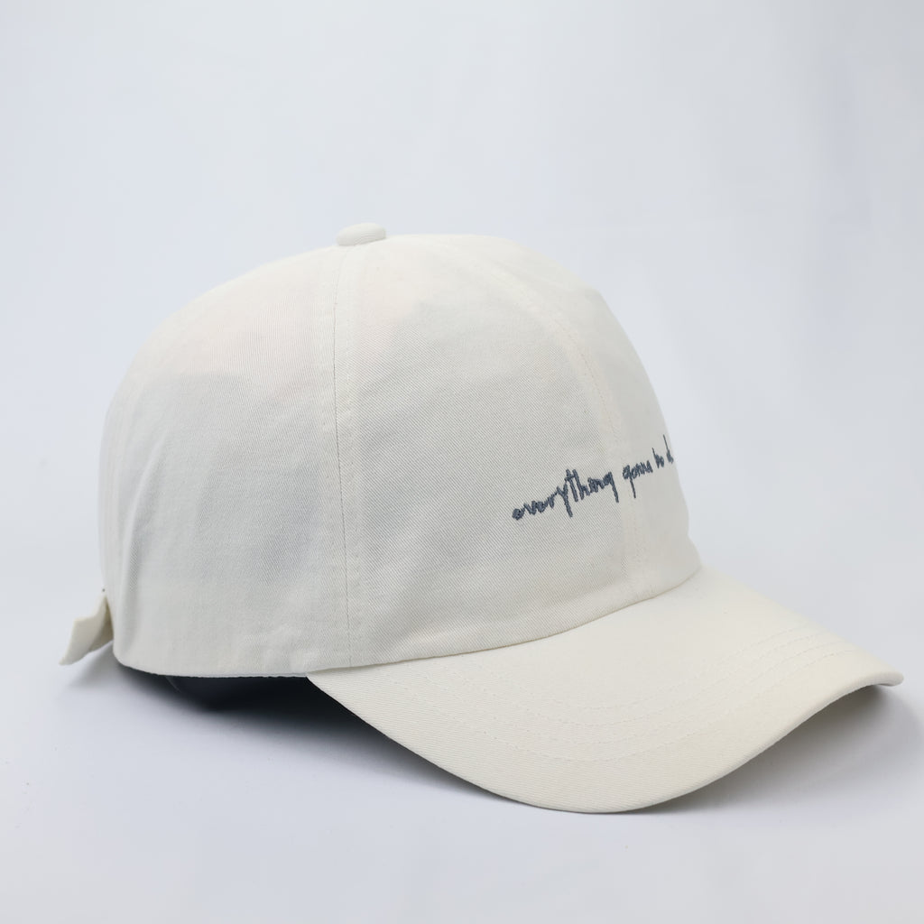 Everything Gonna Be OK Quote Embroidered Dad Hat - Cream