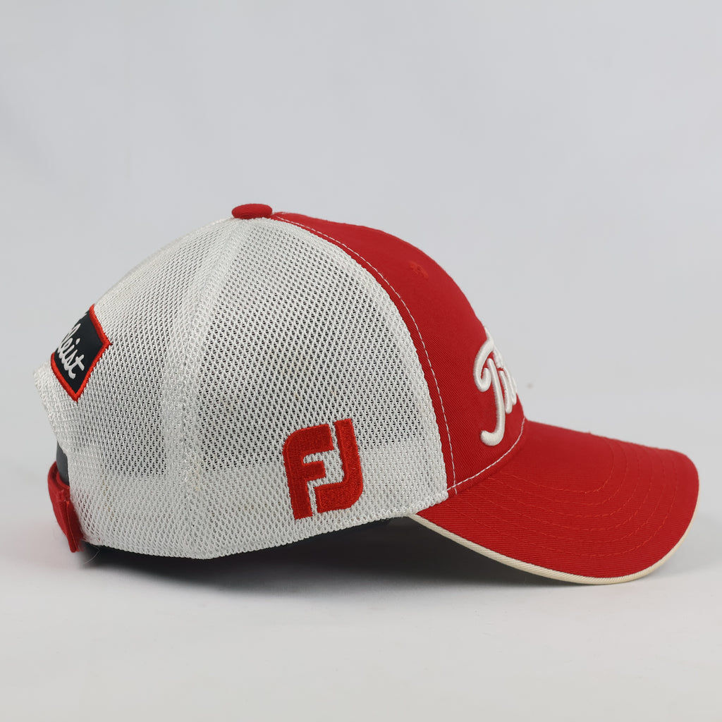 Vintage Titleist Golf Trucker Hat | Thrifted Red & White Mesh Snapback Cap