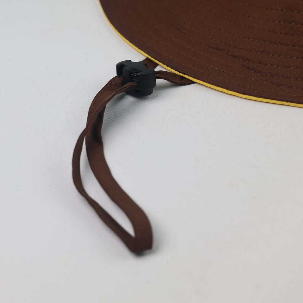 Retro Yellow Safari Boonie Hat - Mesh Ventilation Hiking Sun Cap 56cm