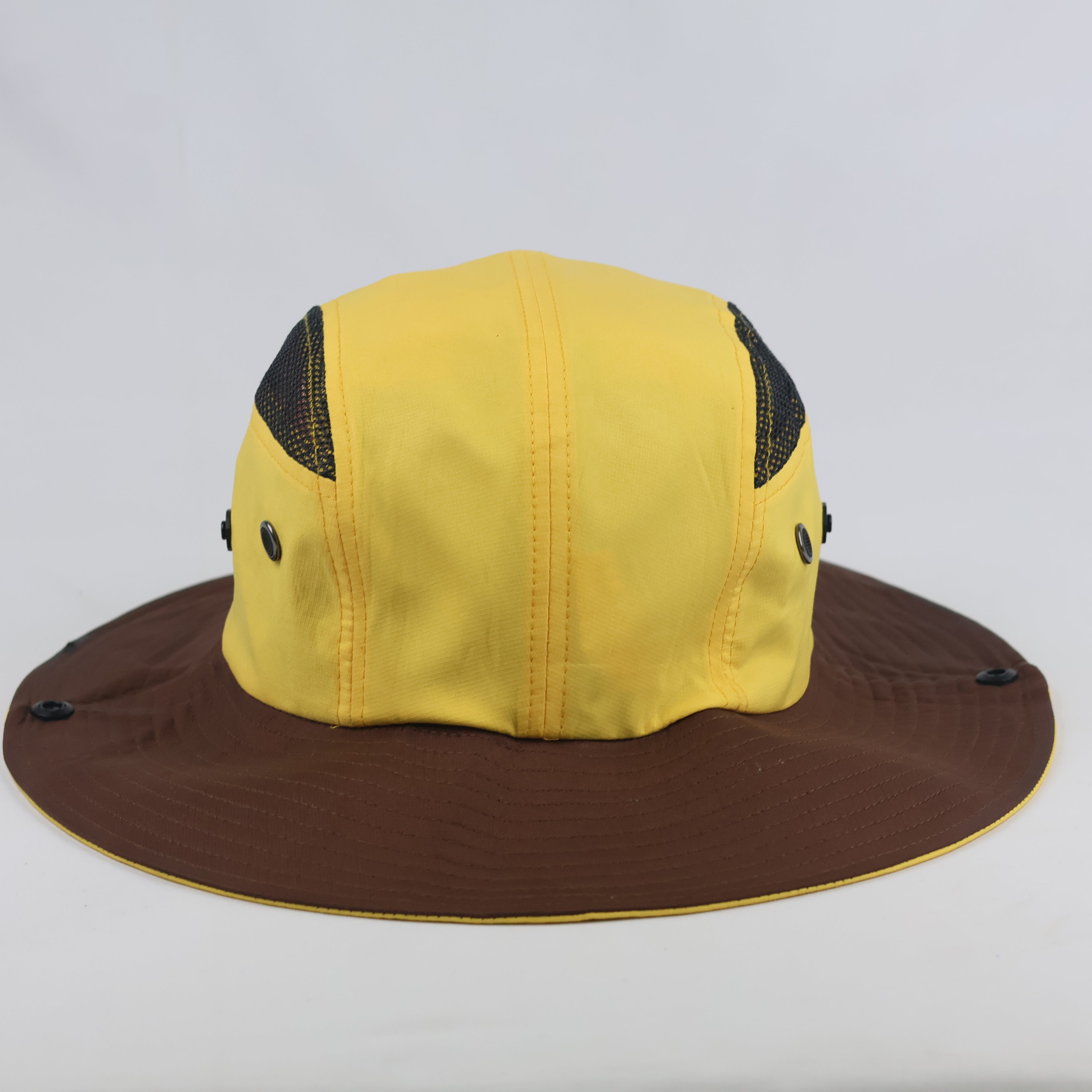 Retro Yellow Safari Boonie Hat - Mesh Ventilation Hiking Sun Cap 56cm