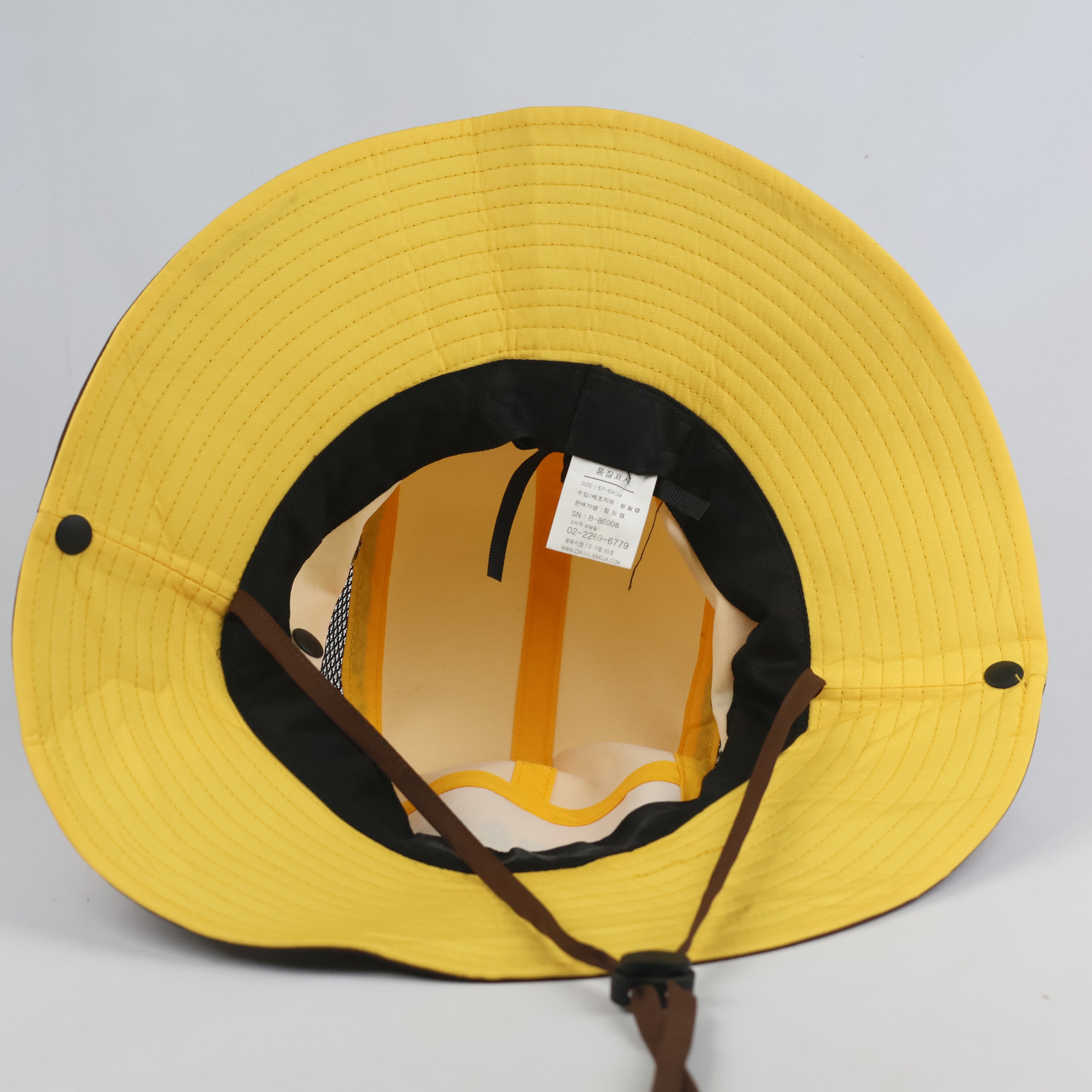 Retro Yellow Safari Boonie Hat - Mesh Ventilation Hiking Sun Cap 56cm