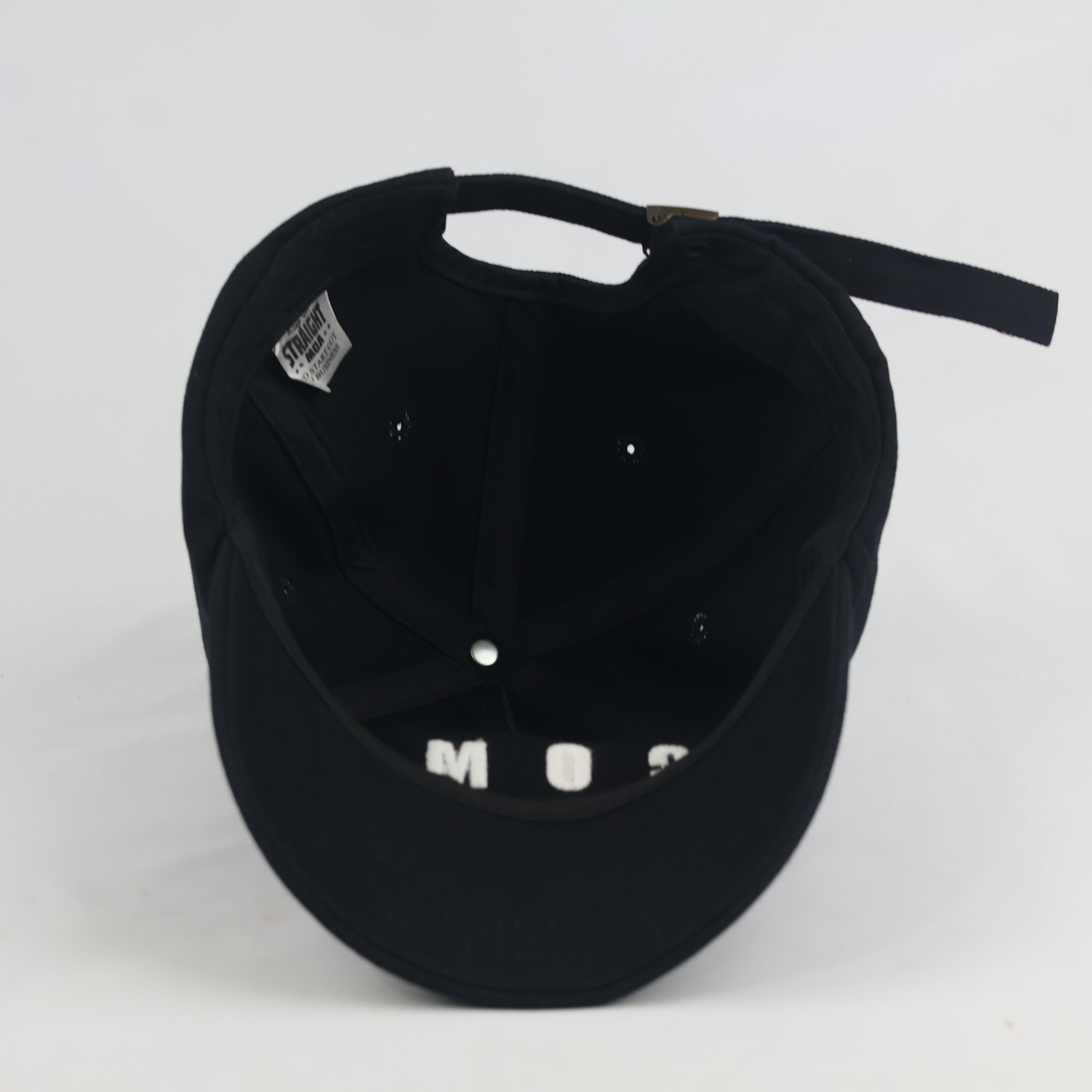 Vintage Straight MOA "COMP" Strapback Hat | Thrifted Black Red Retro Dad Cap