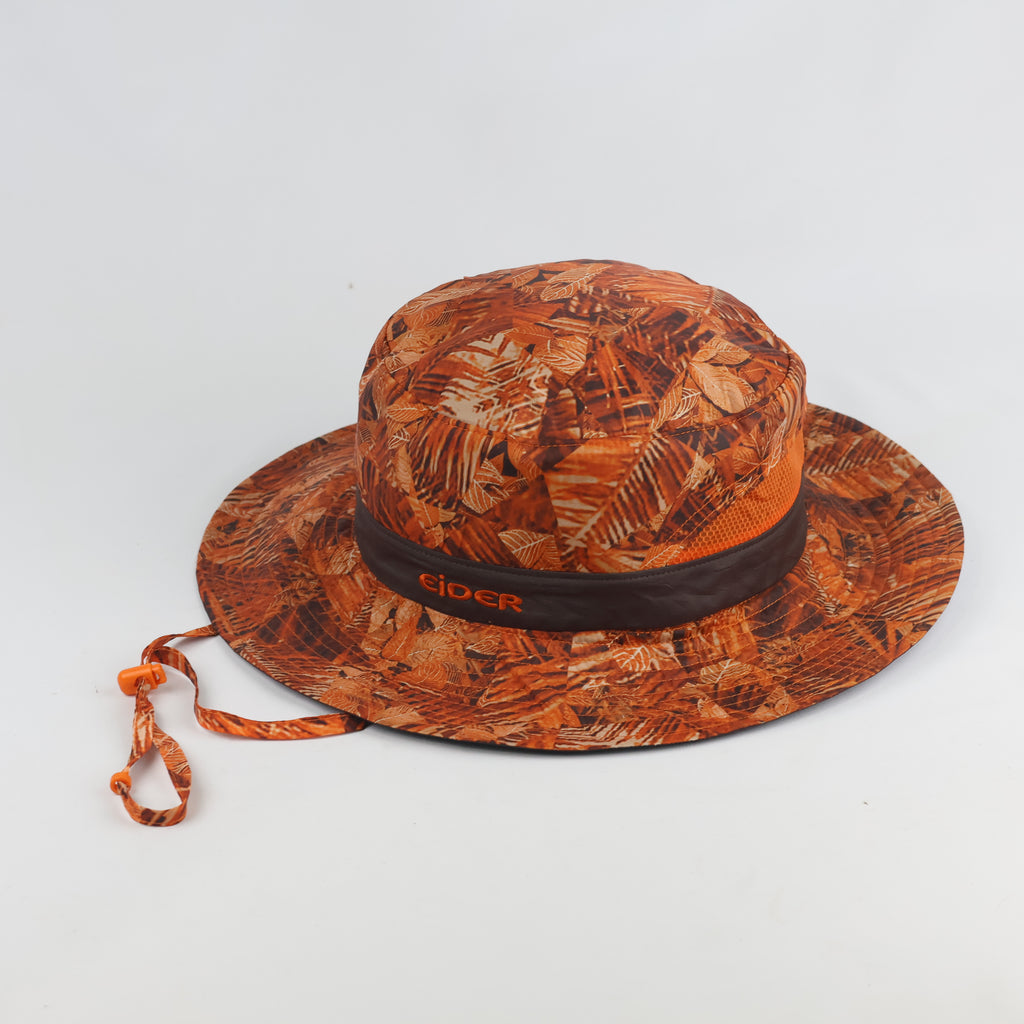 Thrifted Eider Camo Floral Orange Wide Brim Boonie Hat - Size 58cm
