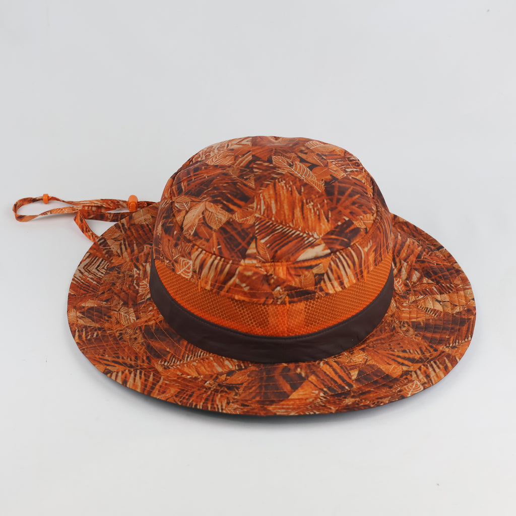 Thrifted Eider Camo Floral Orange Wide Brim Boonie Hat - Size 58cm