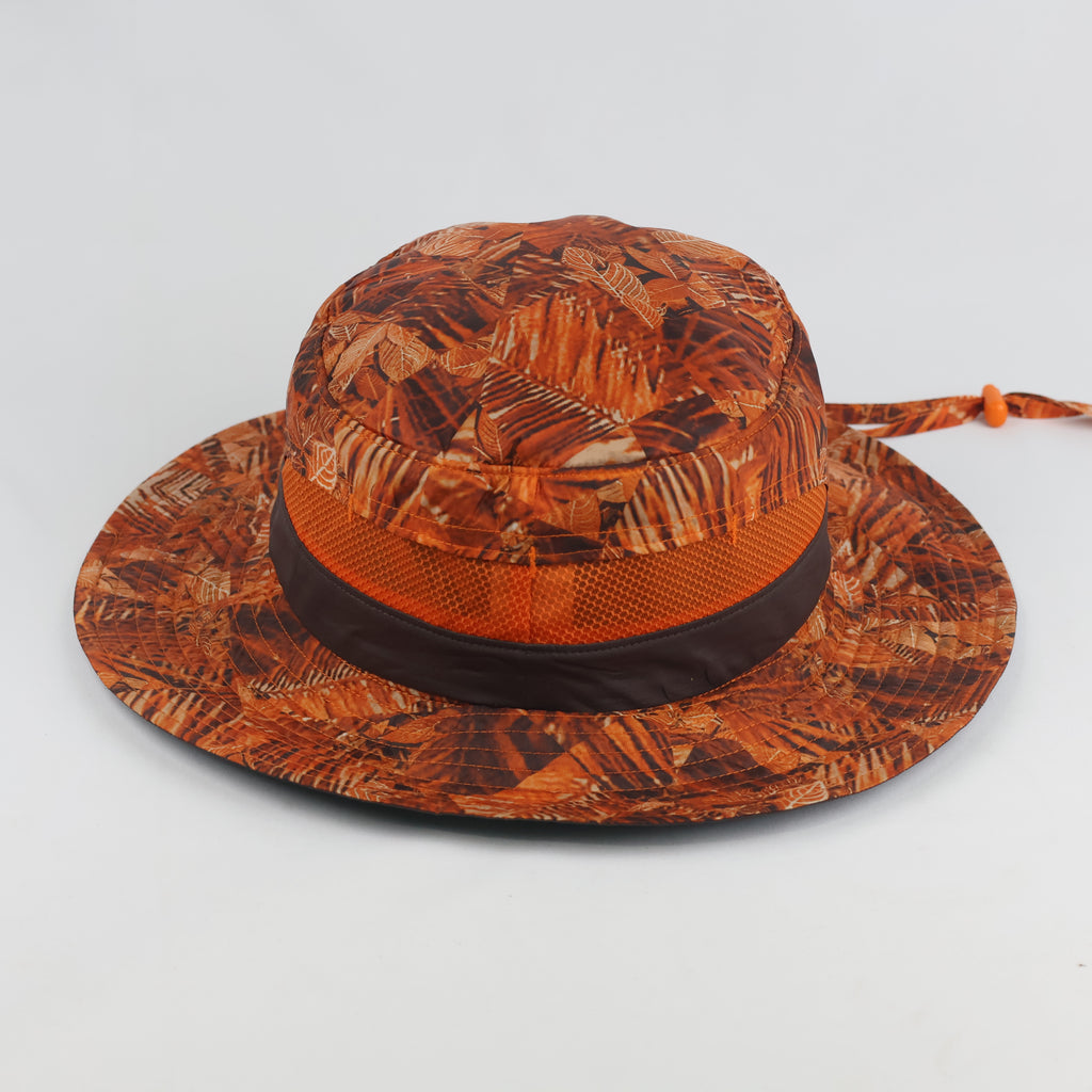 Thrifted Eider Camo Floral Orange Wide Brim Boonie Hat - Size 58cm