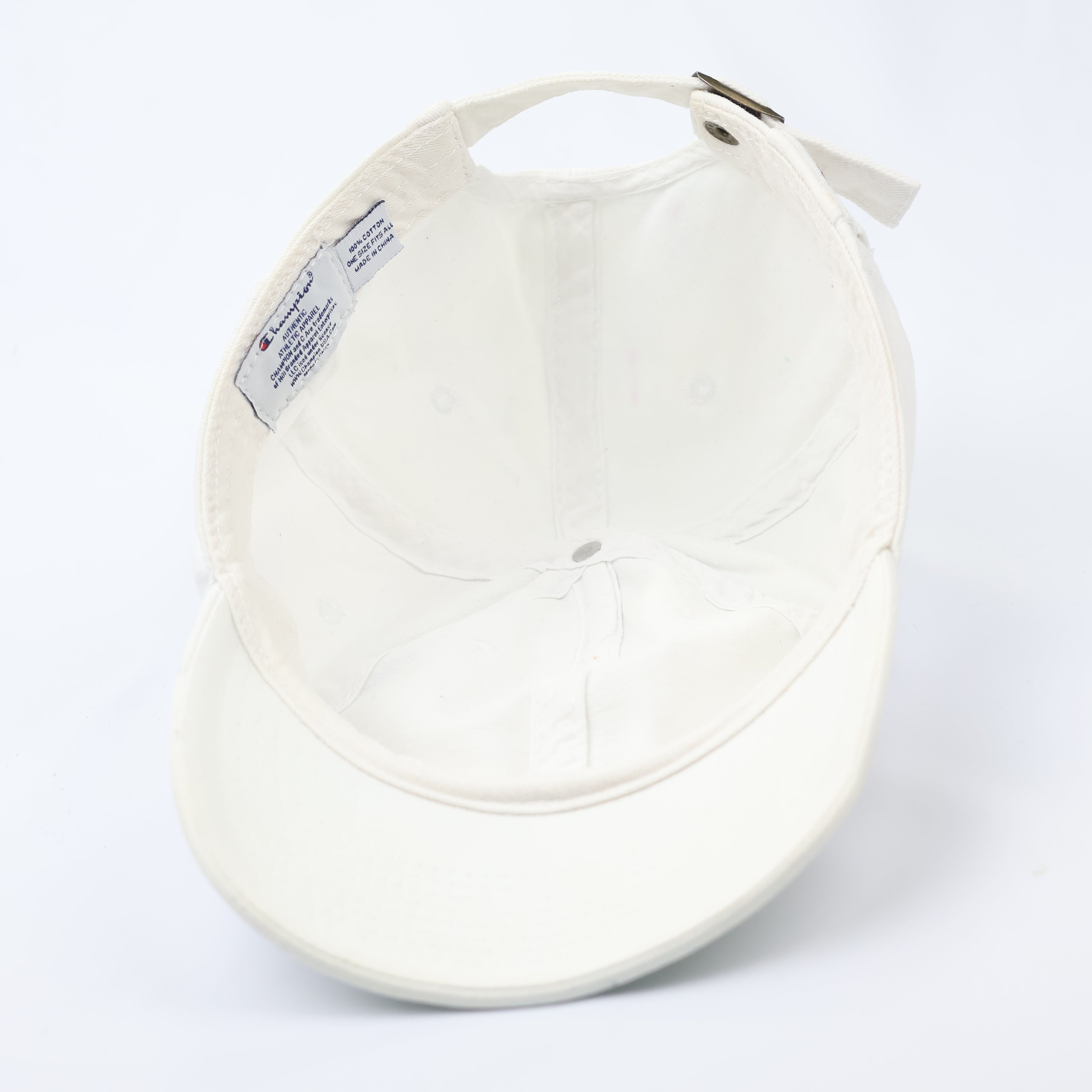 Champion Authentic Off-White Cotton Thrifted Dad Hat - Minimalist Style