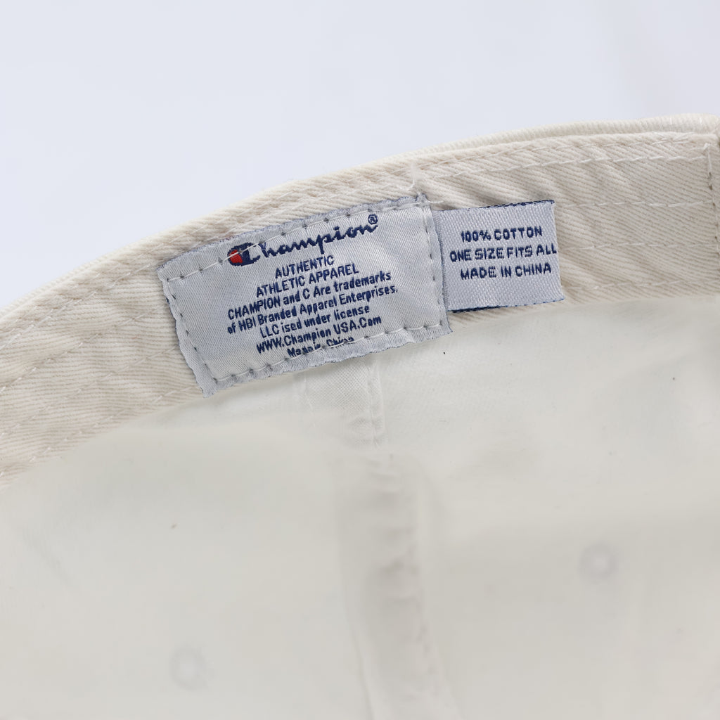Champion Authentic Off-White Cotton Thrifted Dad Hat - Minimalist Style