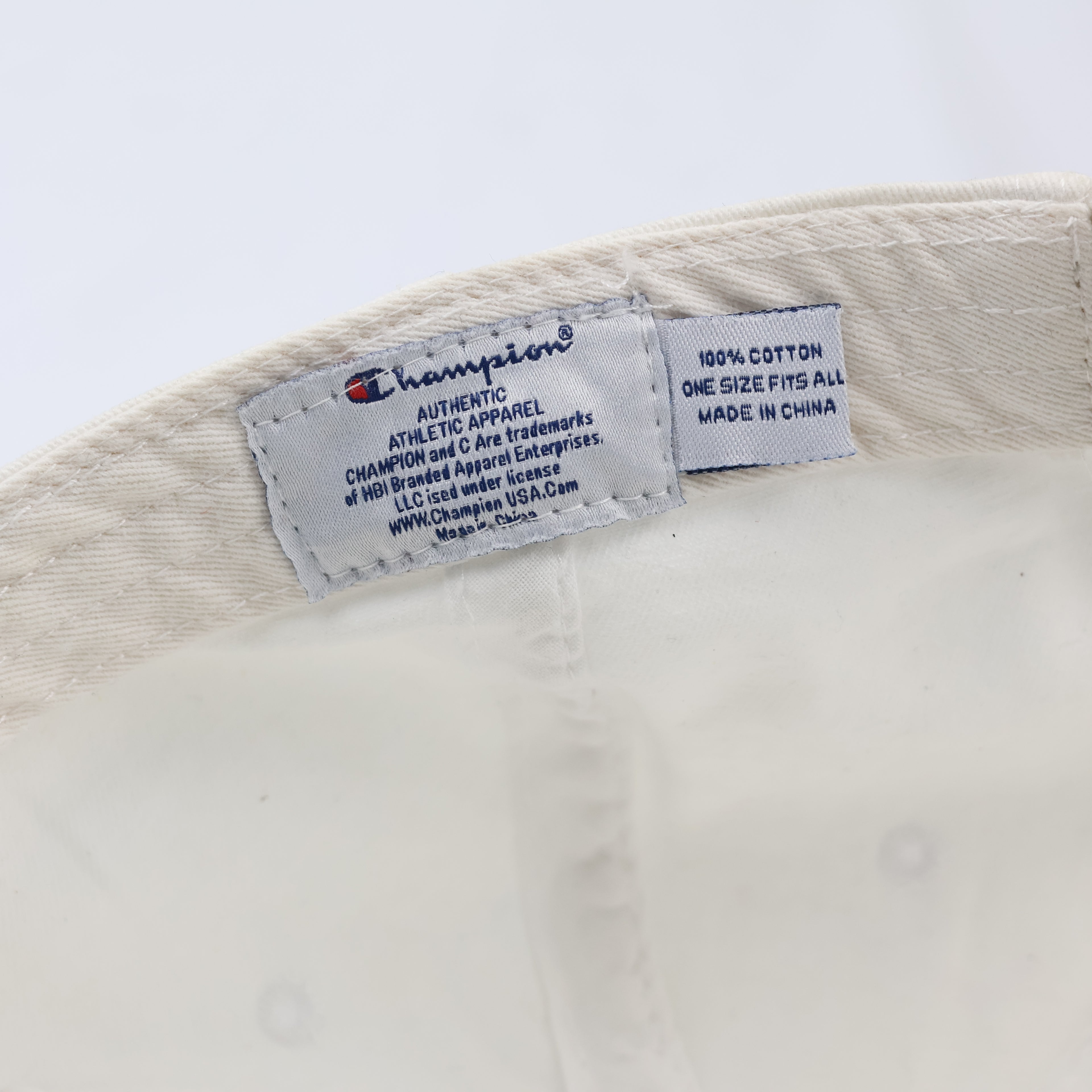 Champion Authentic Off-White Cotton Thrifted Dad Hat - Minimalist Style