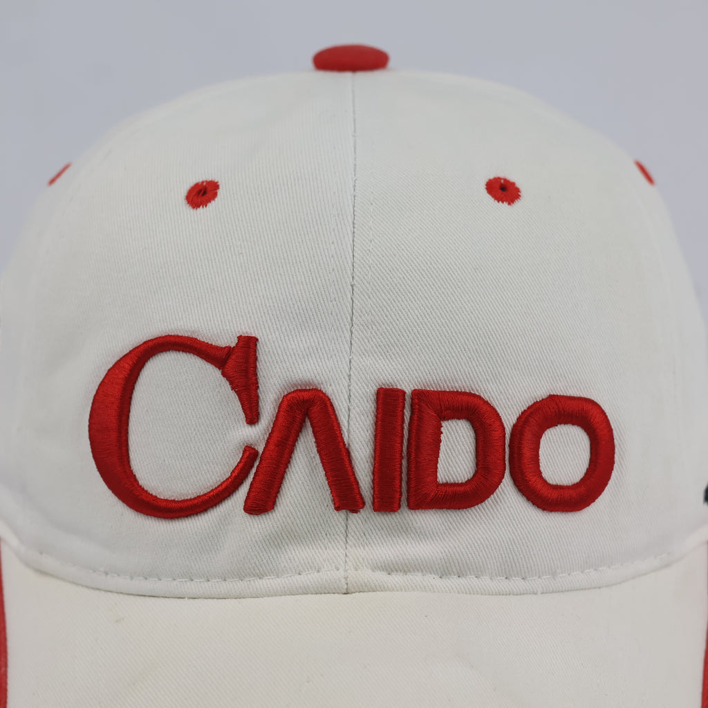 Vintage Caido Golf Strapback Hat | Thrifted White Red Korean Event Cap