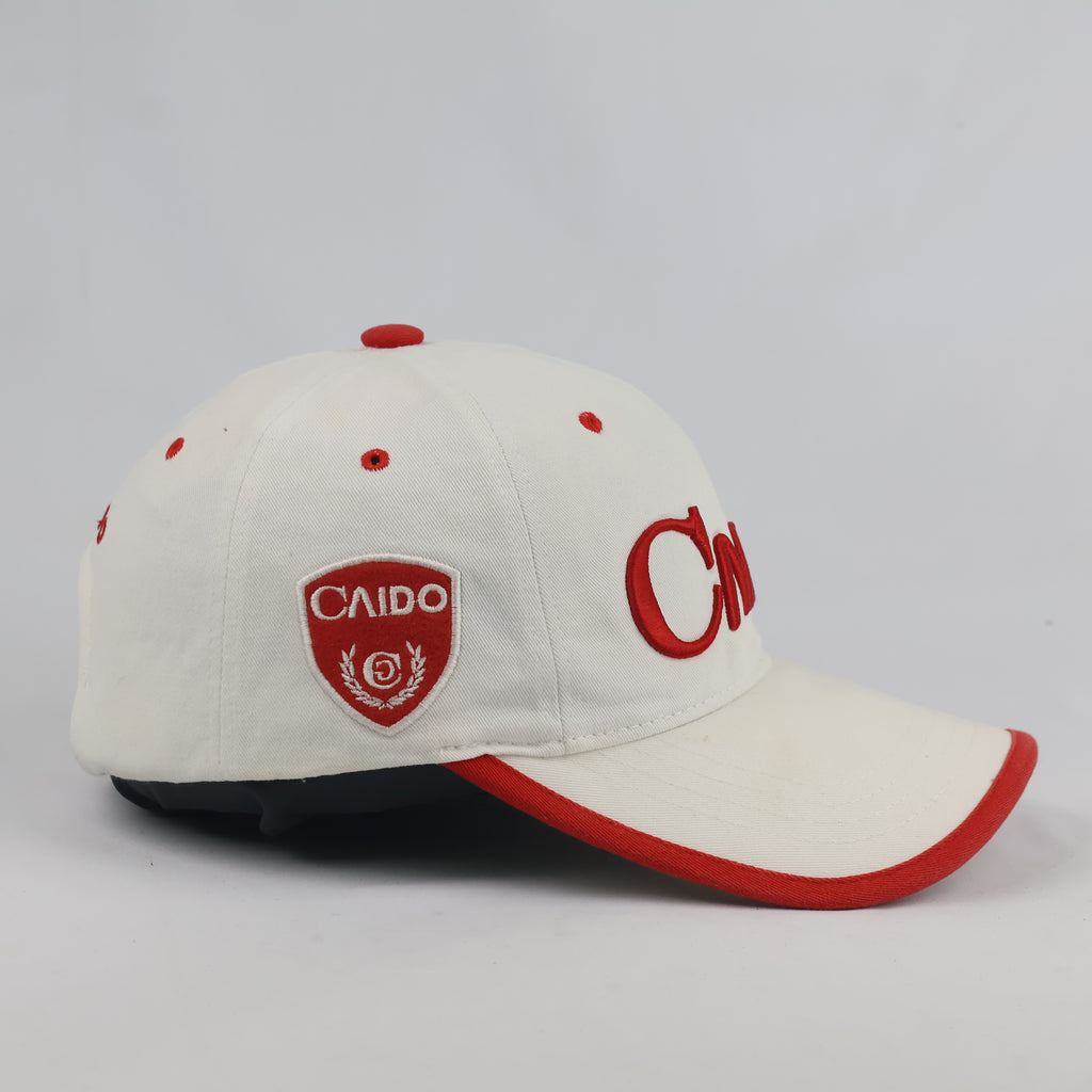 Vintage Caido Golf Strapback Hat | Thrifted White Red Korean Event Cap