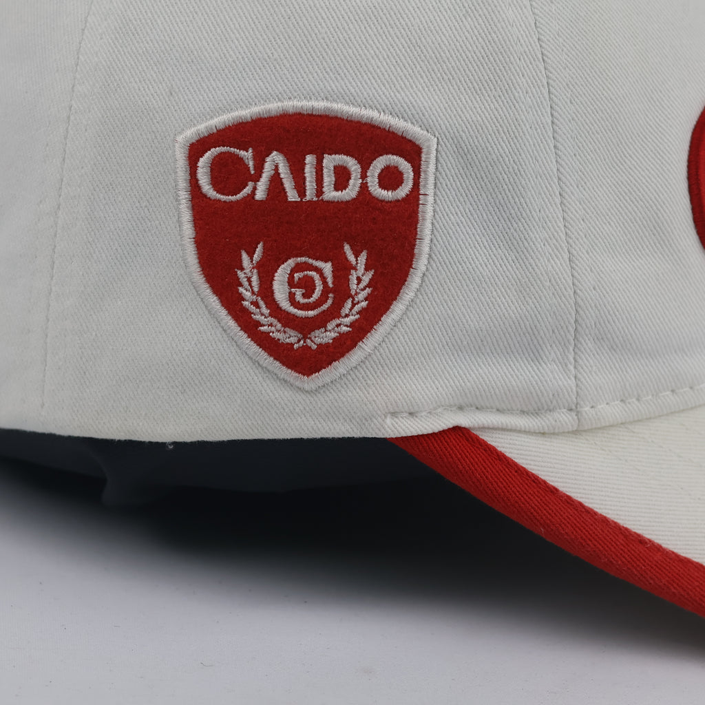 Vintage Caido Golf Strapback Hat | Thrifted White Red Korean Event Cap