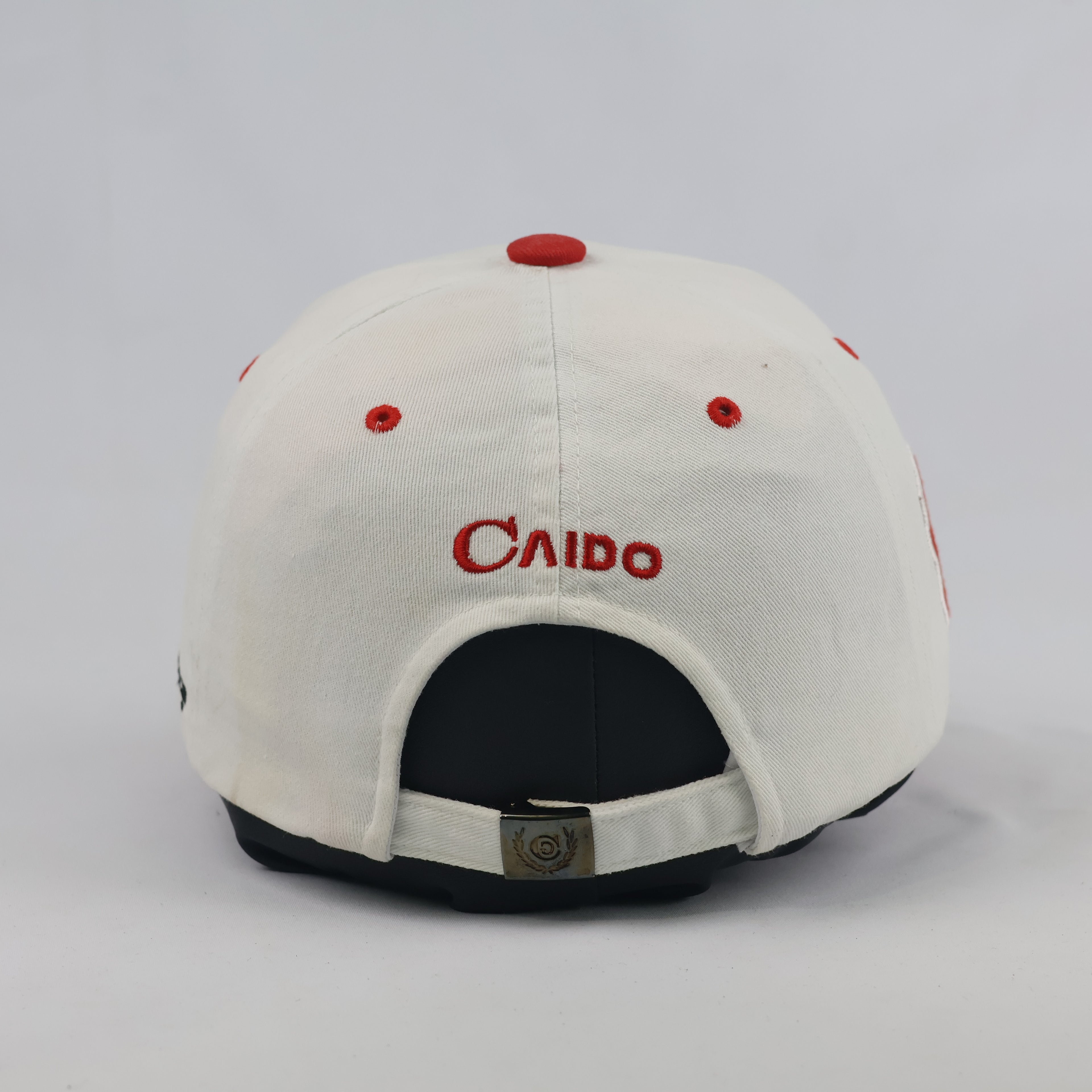 Vintage Caido Golf Strapback Hat | Thrifted White Red Korean Event Cap