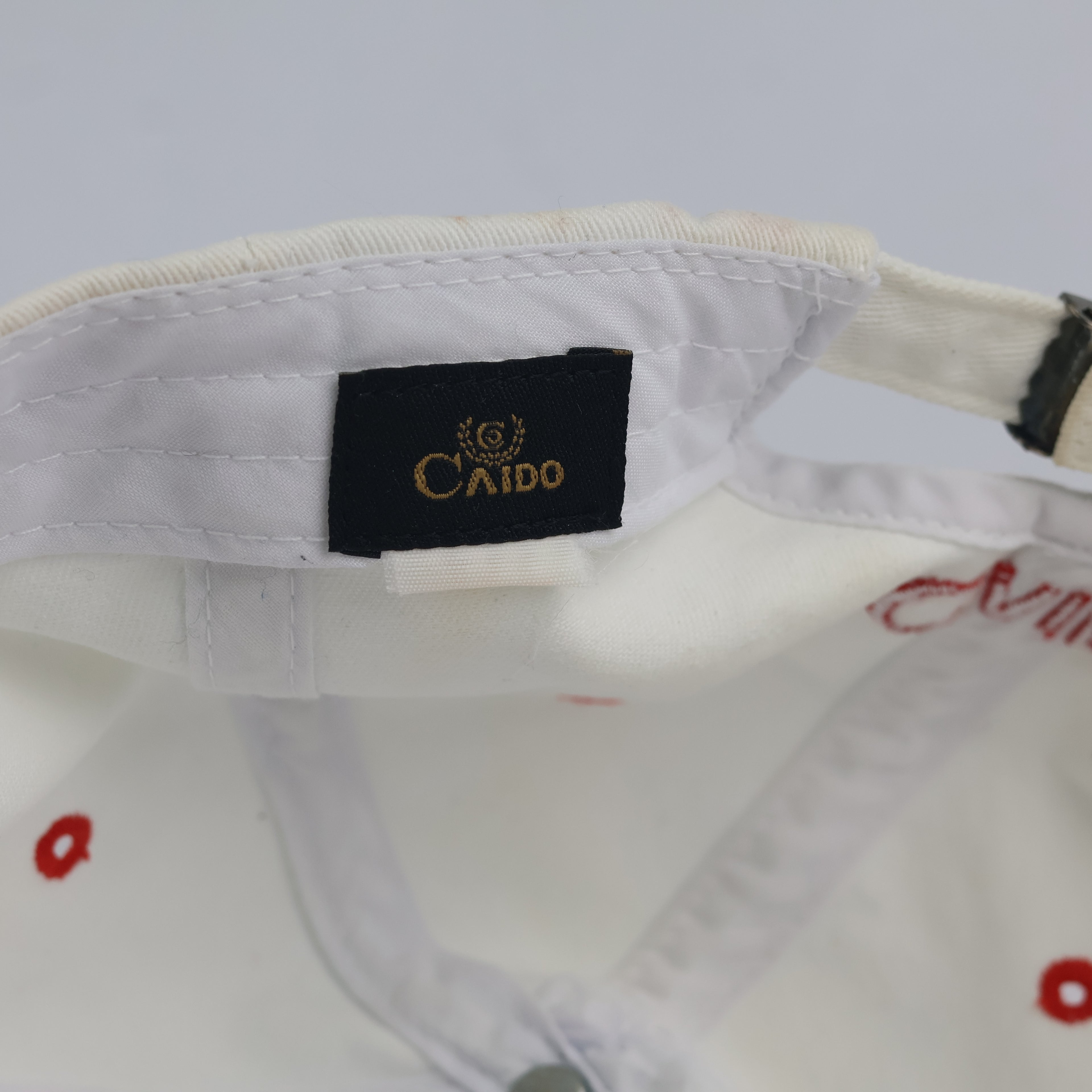 Vintage Caido Golf Strapback Hat | Thrifted White Red Korean Event Cap