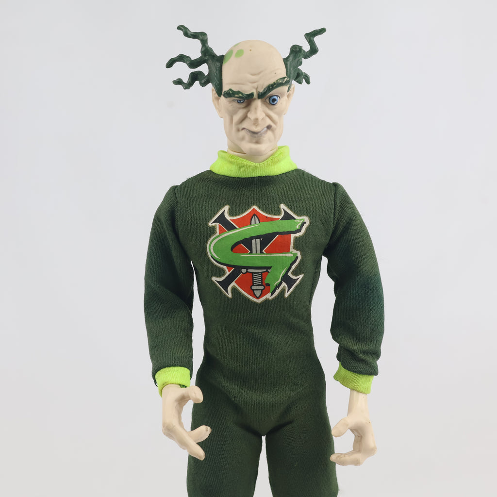 Vintage 1997 Hasbro Action Man Professor Dr. Gangrene 12-inch figure. - Thrifted Green Hair & Fabric Jumpsuit